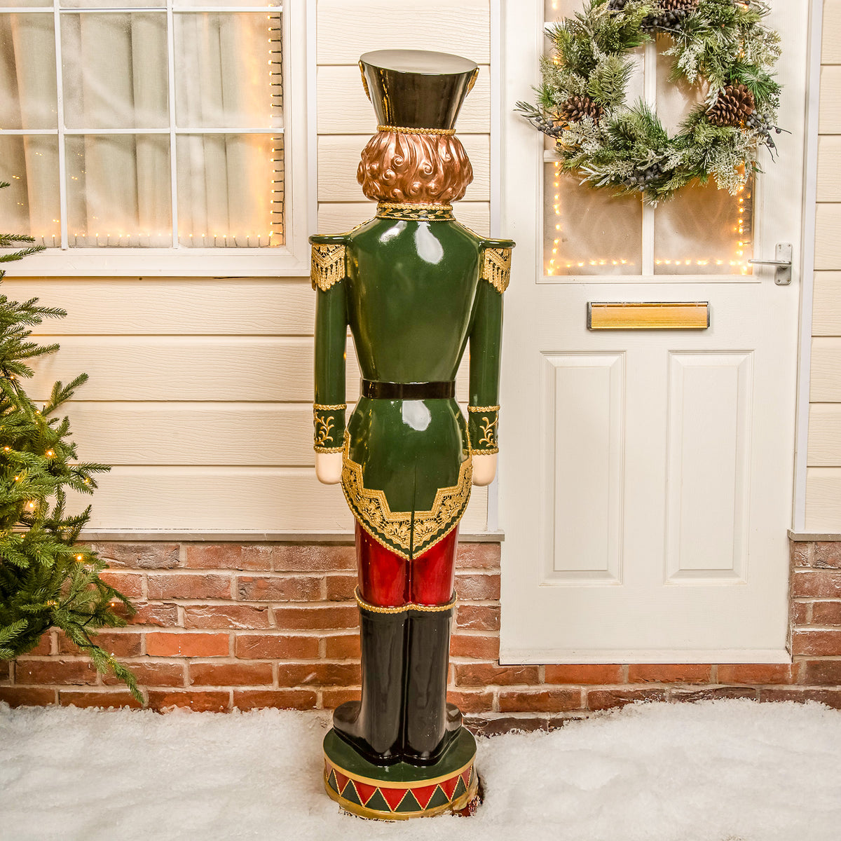 5ft Large Traditional Christmas Nutcracker Soldier - Dark Green, Red and Black with LED Lights
