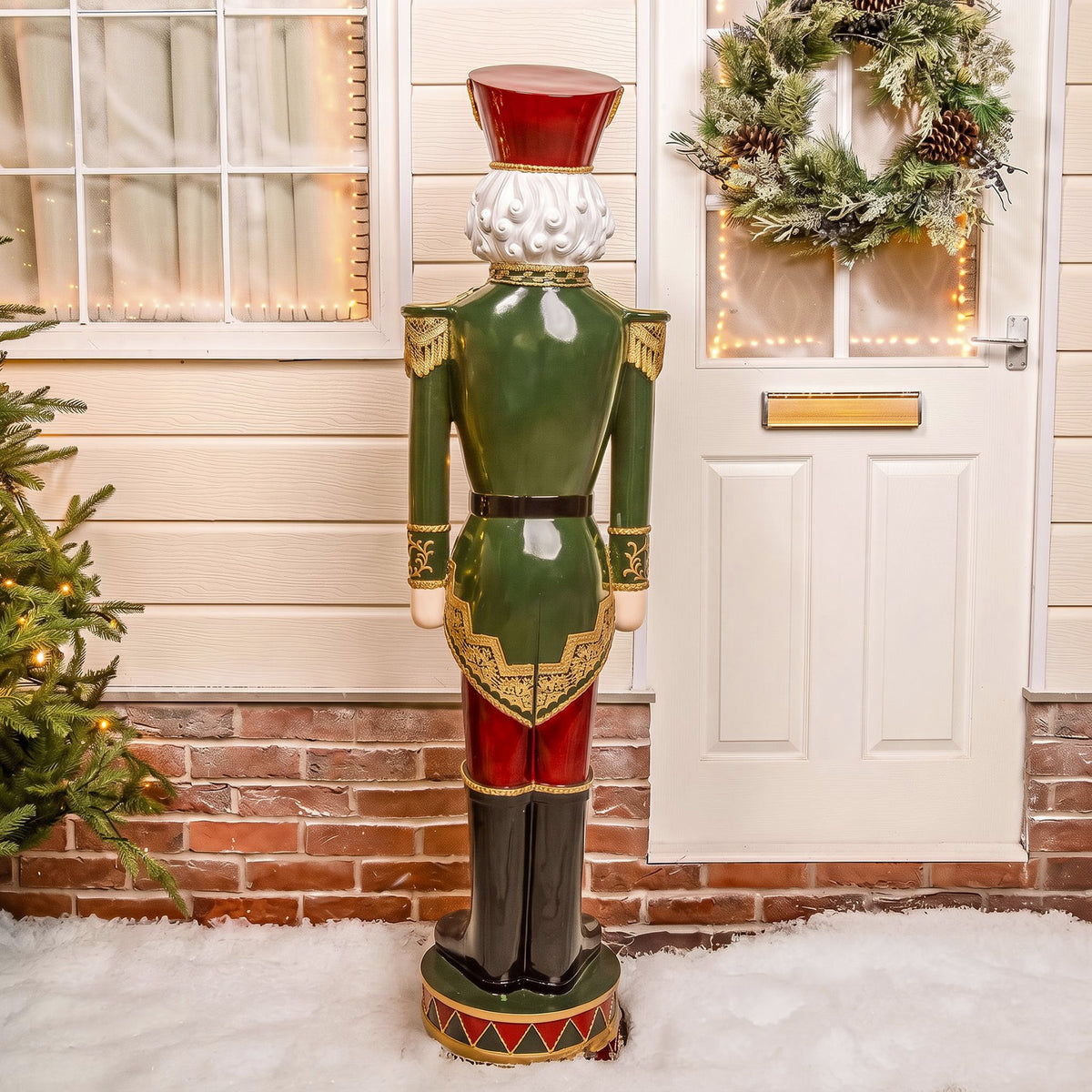 5ft Large Traditional Christmas Nutcracker Soldier - Dark Green, Red and Black with LED Lights