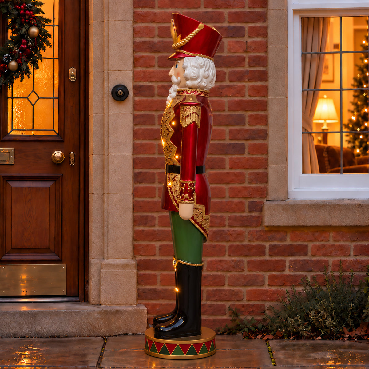 5ft Large Traditional Christmas Nutcracker Soldier - Red and Green with LED Lights