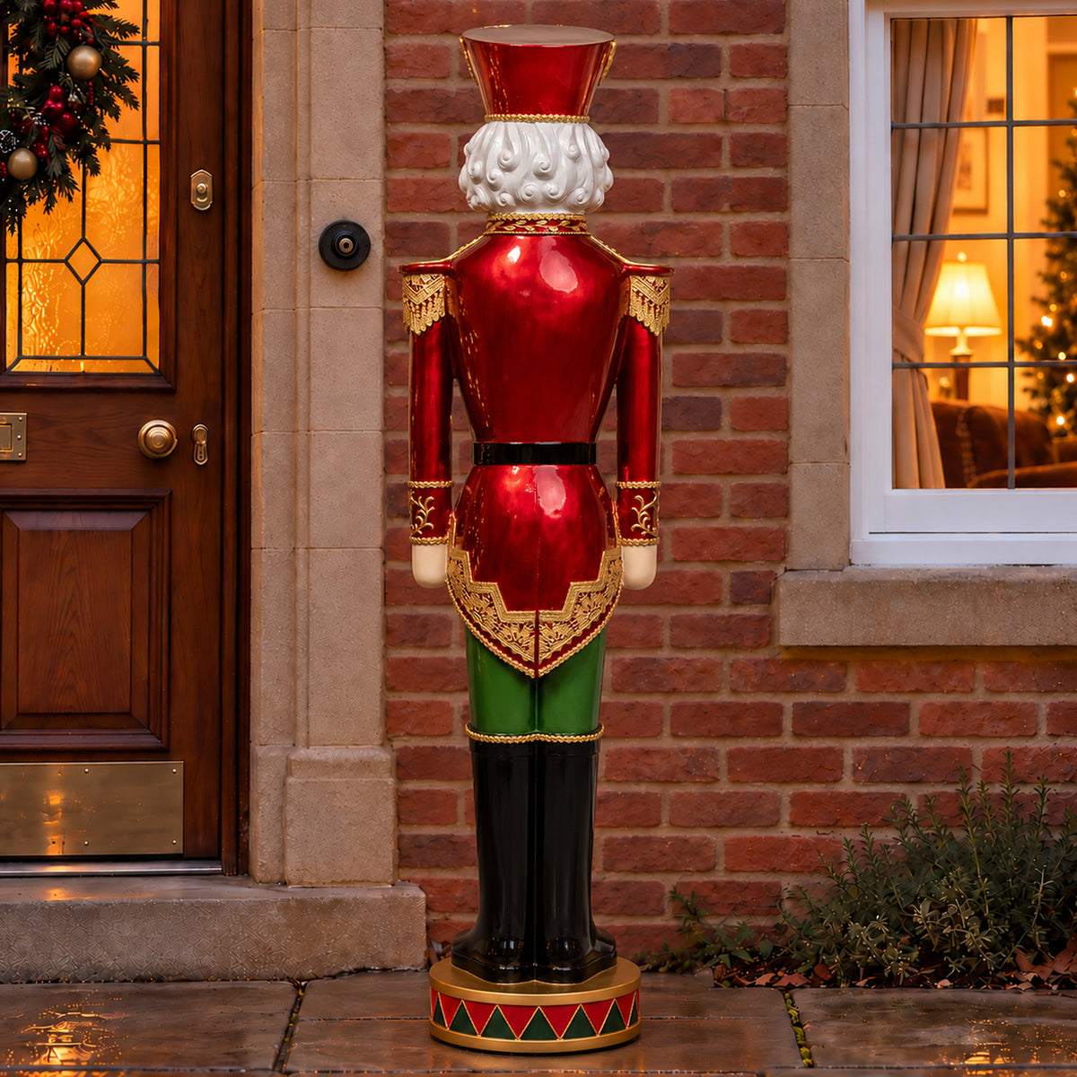5ft Large Traditional Christmas Nutcracker Soldier - Red and Green with LED Lights