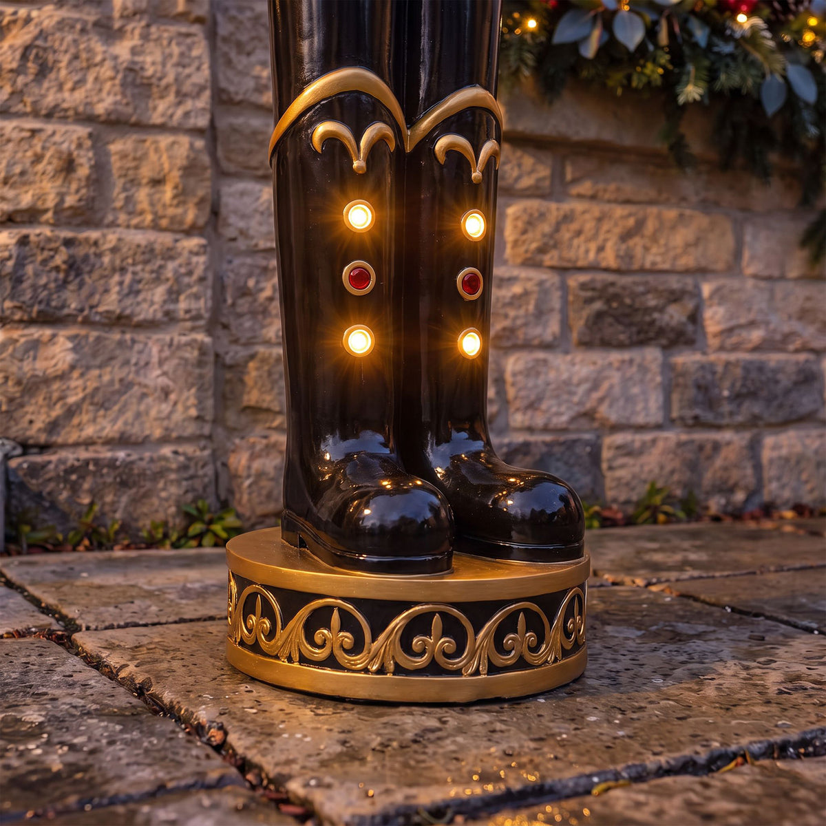 5ft Large Traditional Christmas Nutcracker Soldier - Red, Black and Gold with LED Lights