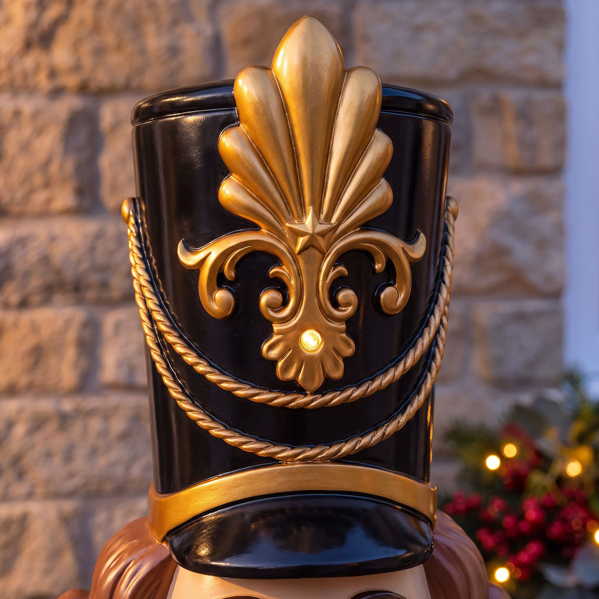 5ft Large Traditional Christmas Nutcracker Soldier - Red, Black and Gold with LED Lights