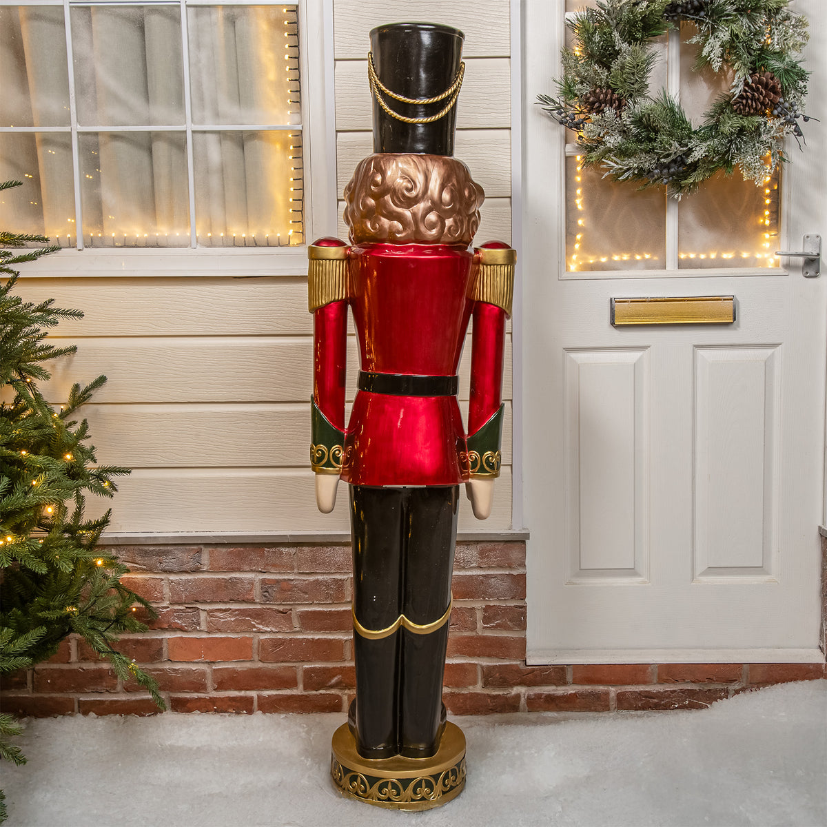 5ft Large Traditional Christmas Nutcracker Soldier - Red, Black and Green with LED Lights