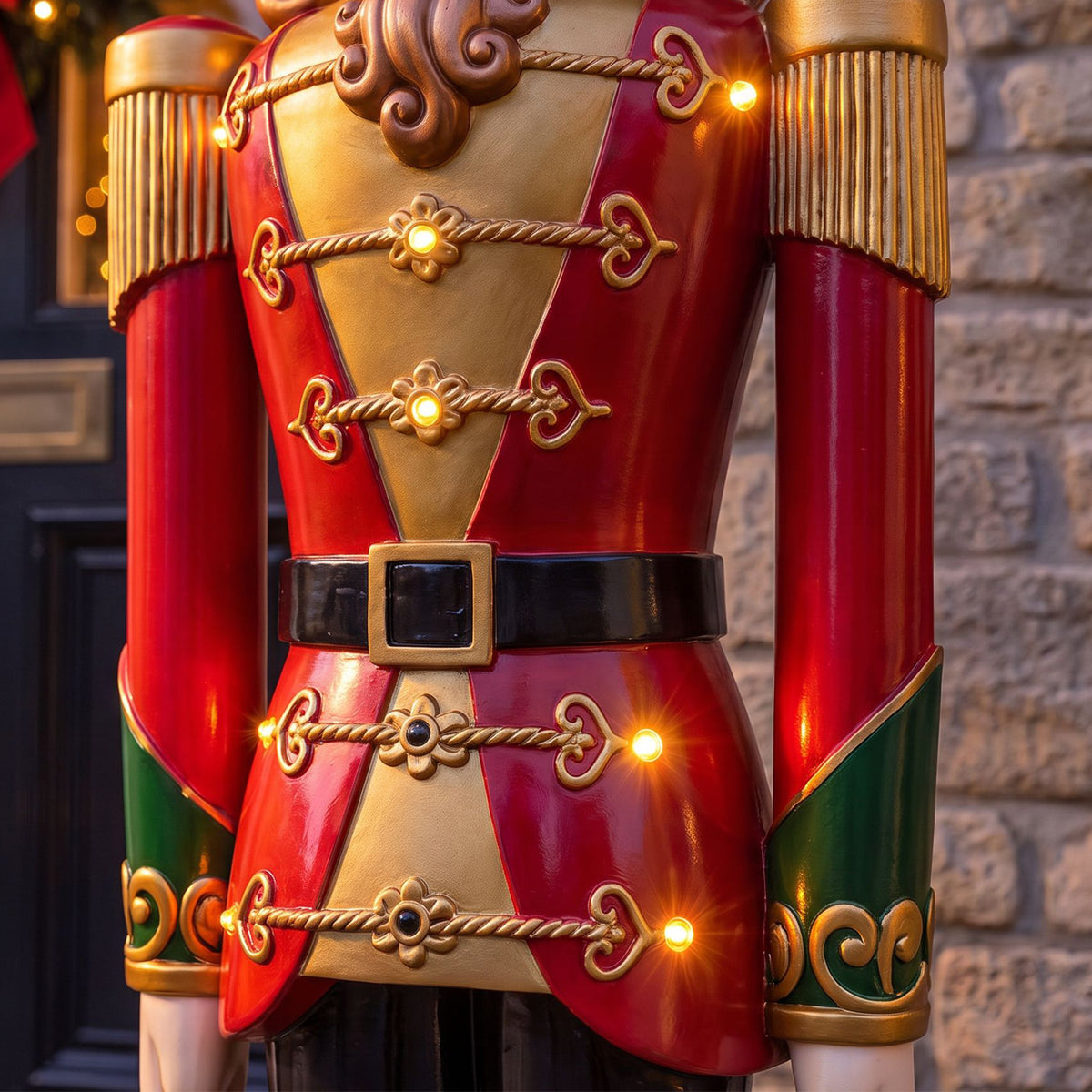 5ft Large Traditional Christmas Nutcracker Soldier - Red, Black and Gold with LED Lights