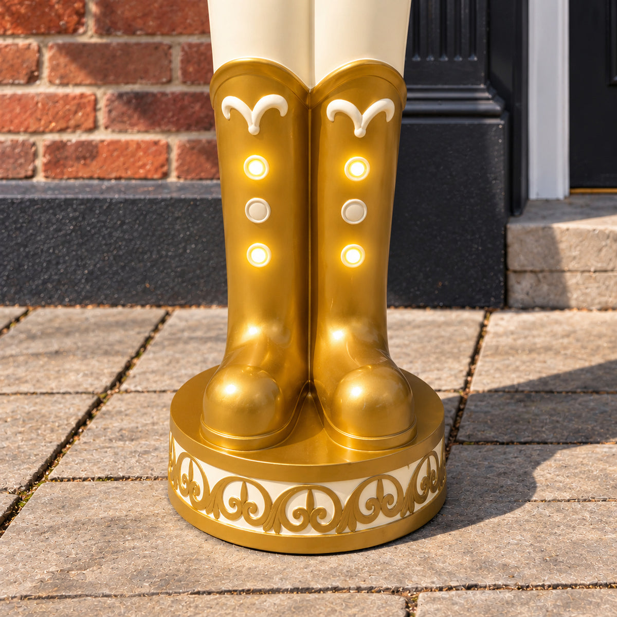 5.5ft Large Traditional Christmas Nutcracker Soldier - Cream and Gold with LED Lights