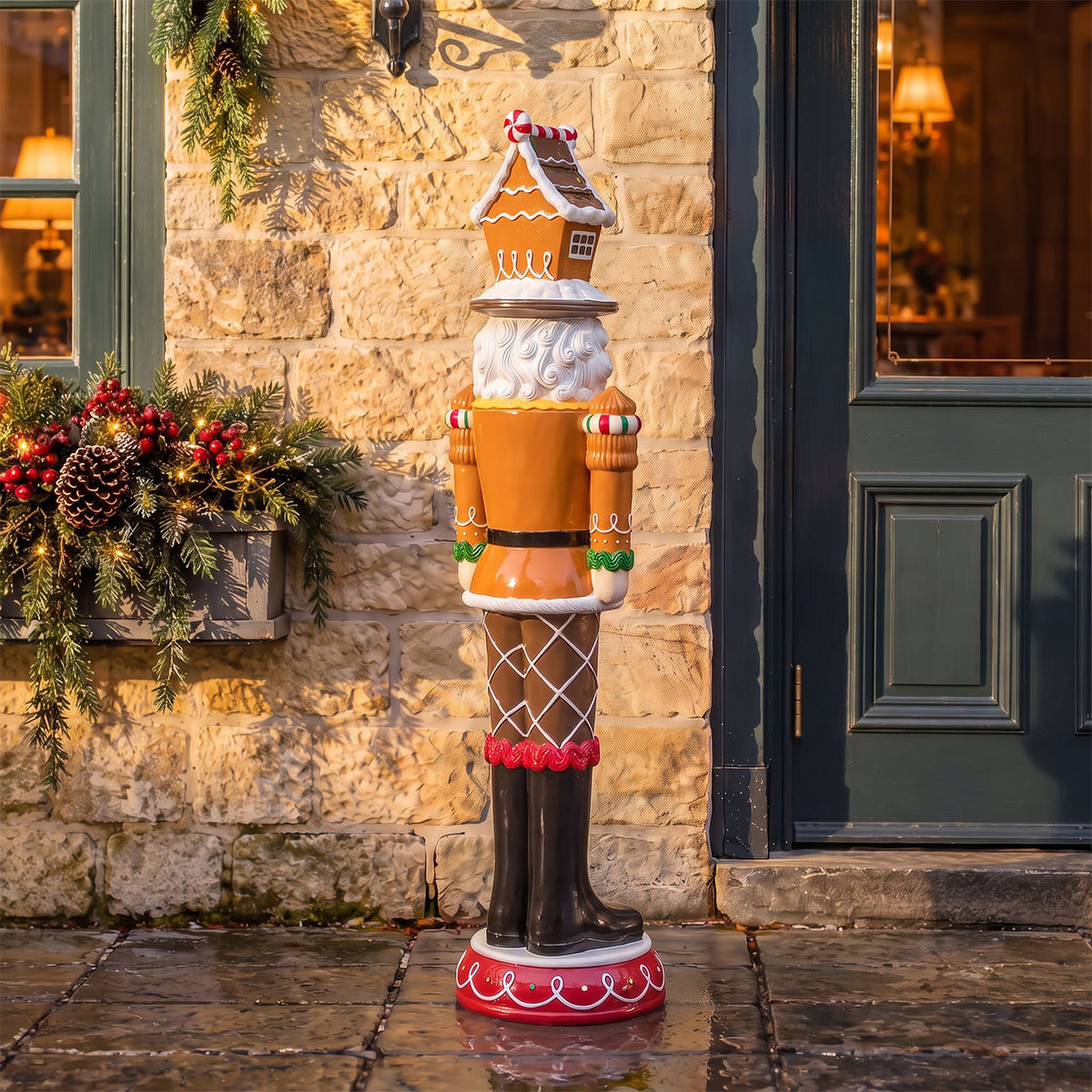 4ft Large Gingerbread Christmas Nutcracker with LED Lights
