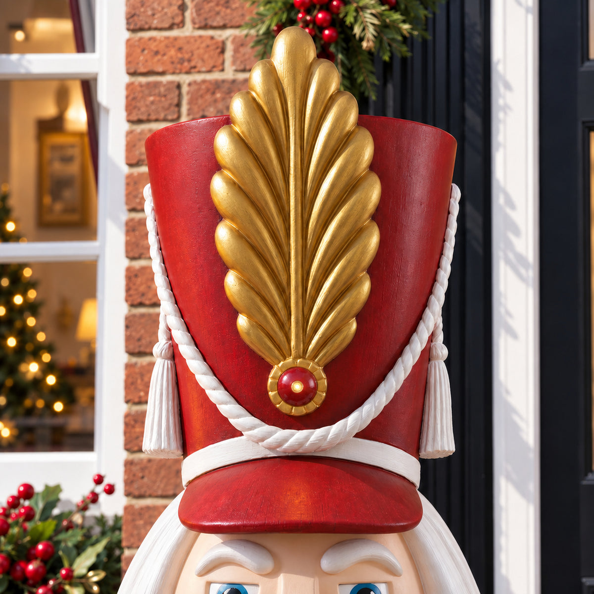 5.5ft Traditional Christmas Large Nutcracker Soldier Matt Red and White with LED Lights