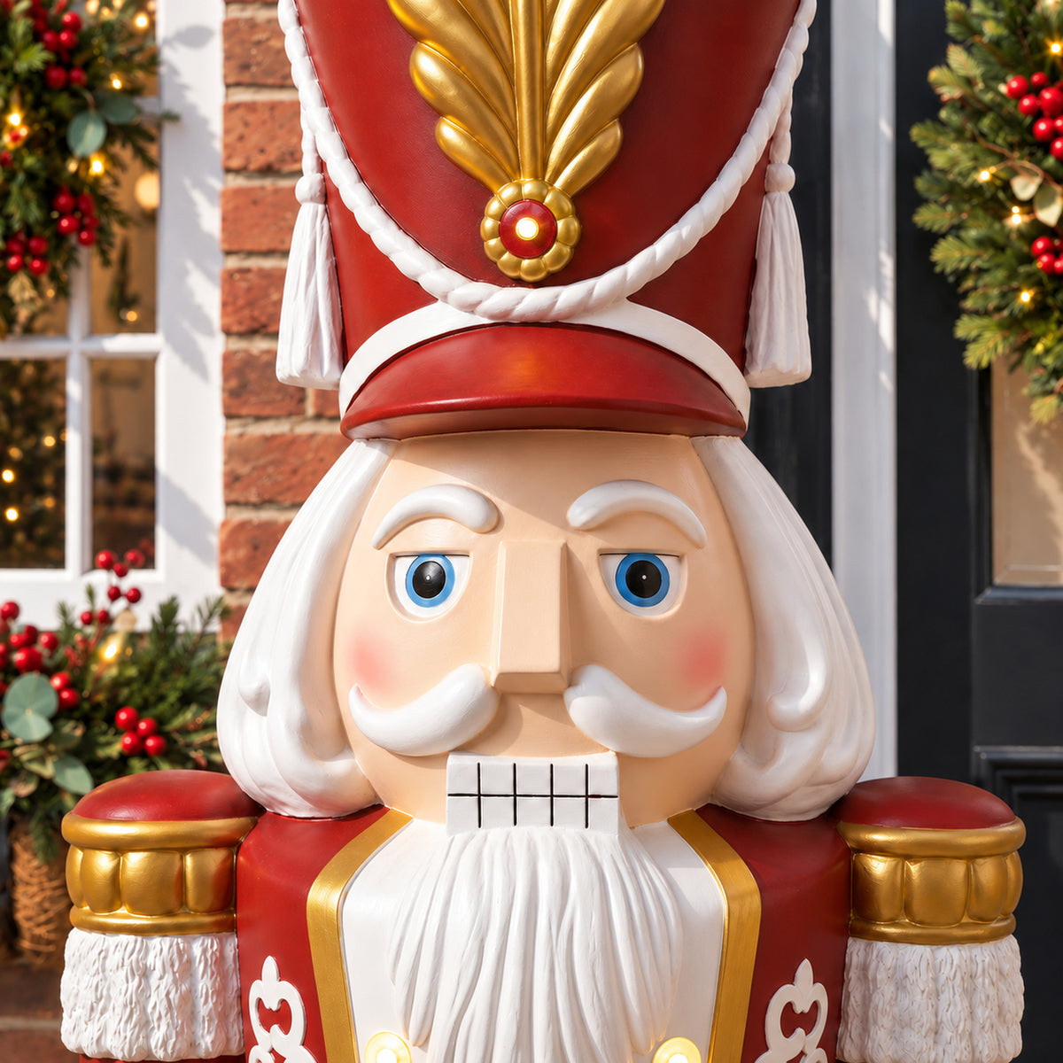 5.5ft Traditional Christmas Large Nutcracker Soldier Matt Red and White with LED Lights