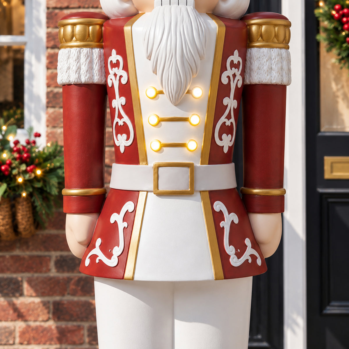 5.5ft Traditional Christmas Large Nutcracker Soldier Matt Red and White with LED Lights