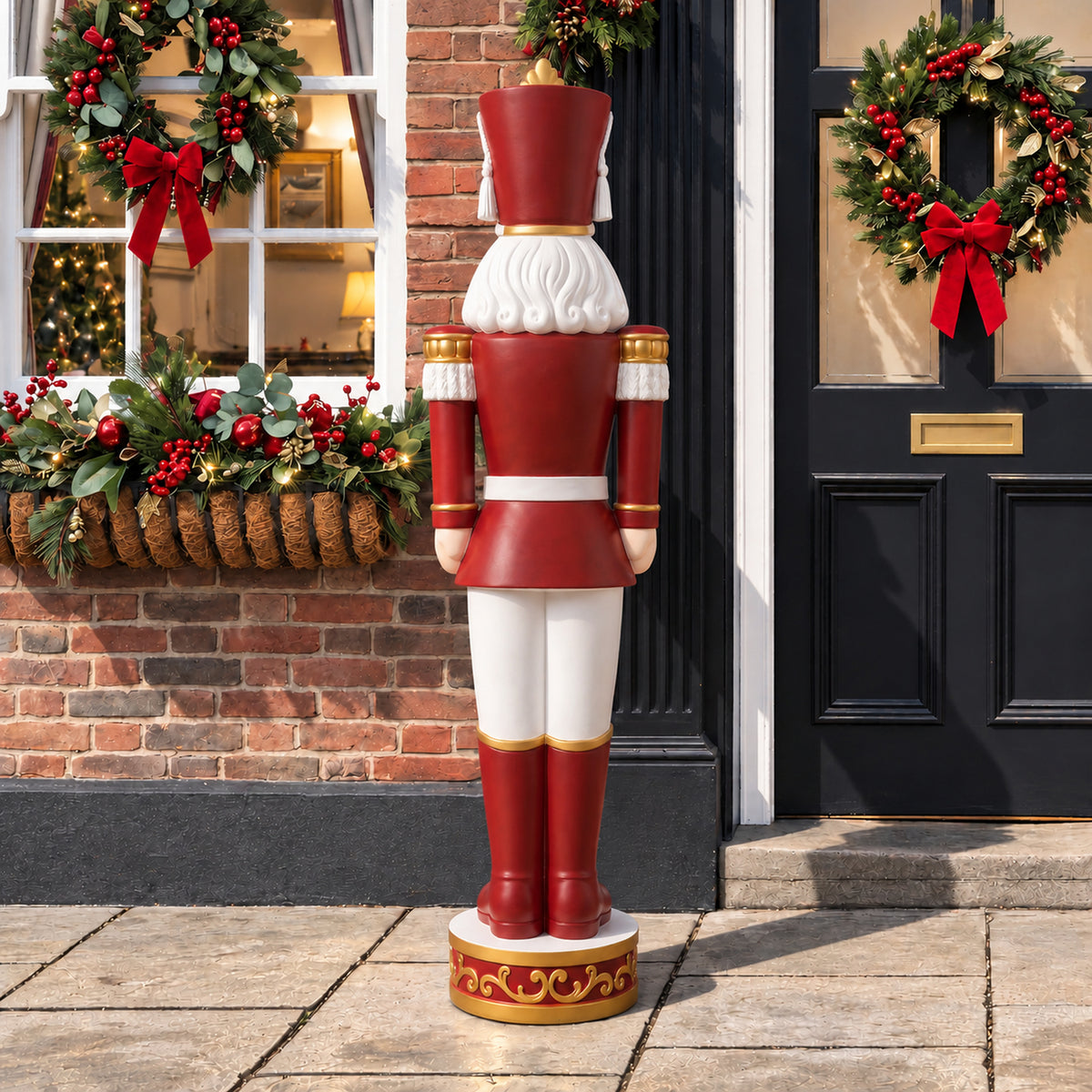 5.5ft Traditional Christmas Large Nutcracker Soldier Matt Red and White with LED Lights