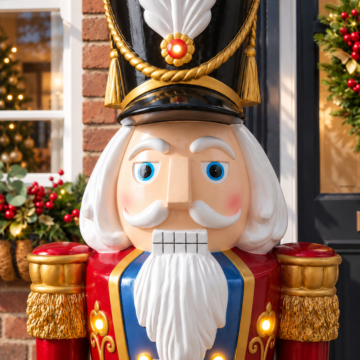 5.5ft Large Traditional Christmas Nutcracker Soldier Red Blue and Green with LED Lights