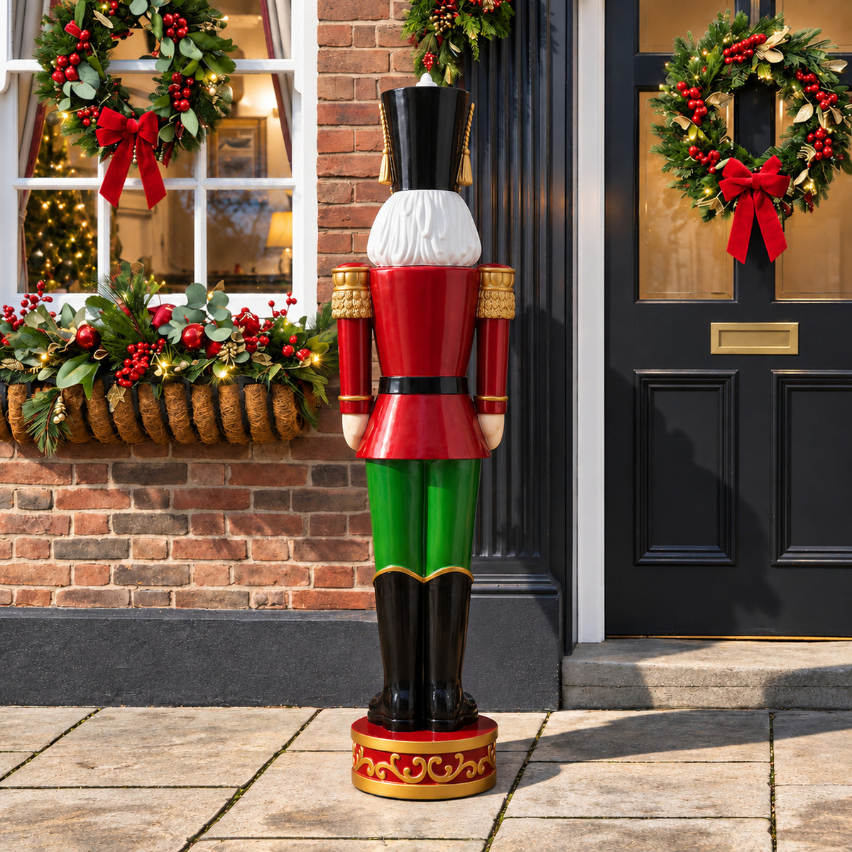 5.5ft Large Traditional Christmas Nutcracker Soldier Red Blue and Green with LED Lights