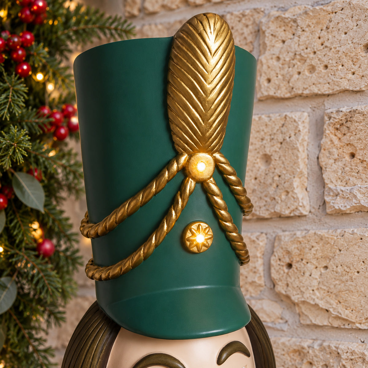 5ft Large Traditional Christmas Nutcracker Soldier Matt Red and Green with LED Lights