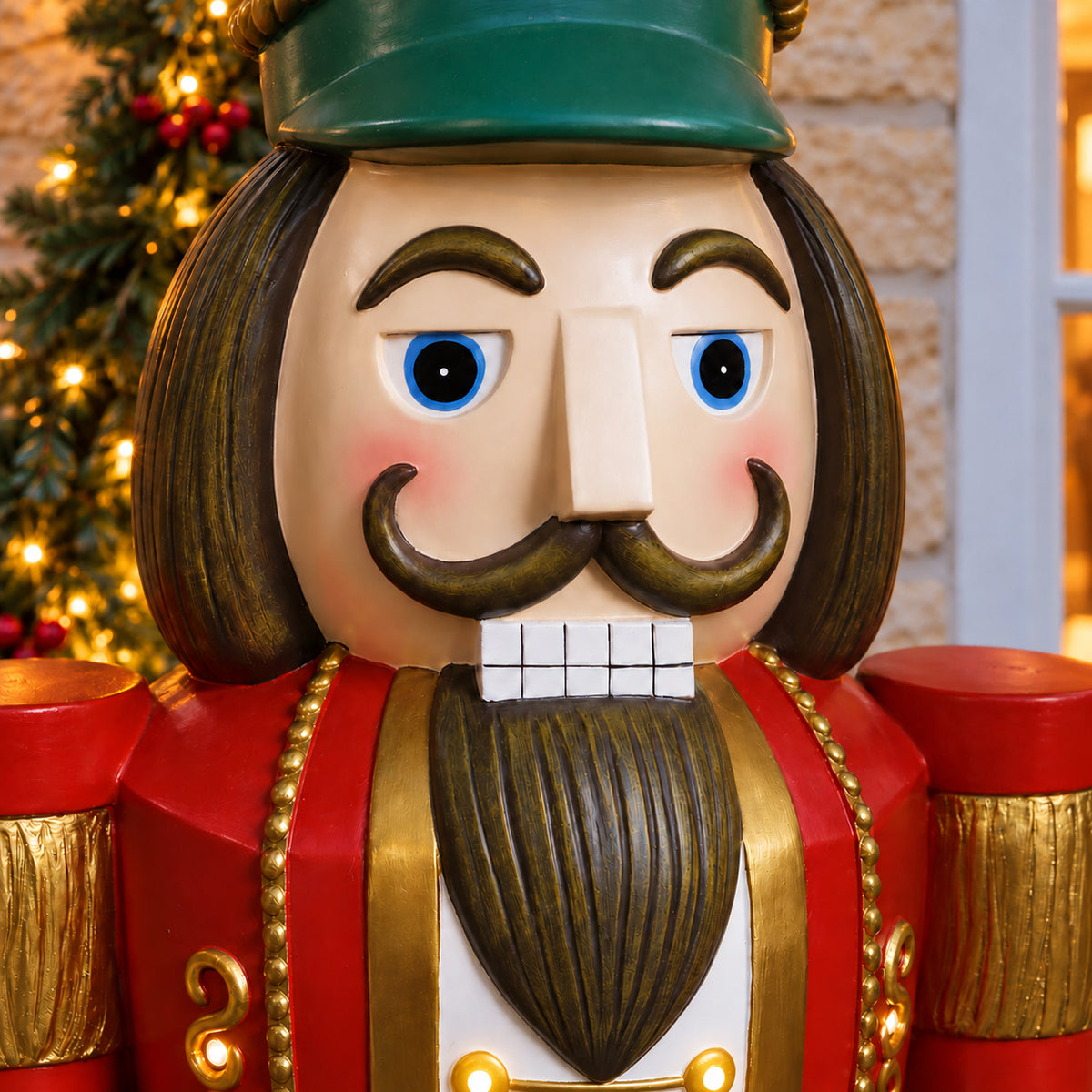 5ft Large Traditional Christmas Nutcracker Soldier Matt Red and Green with LED Lights