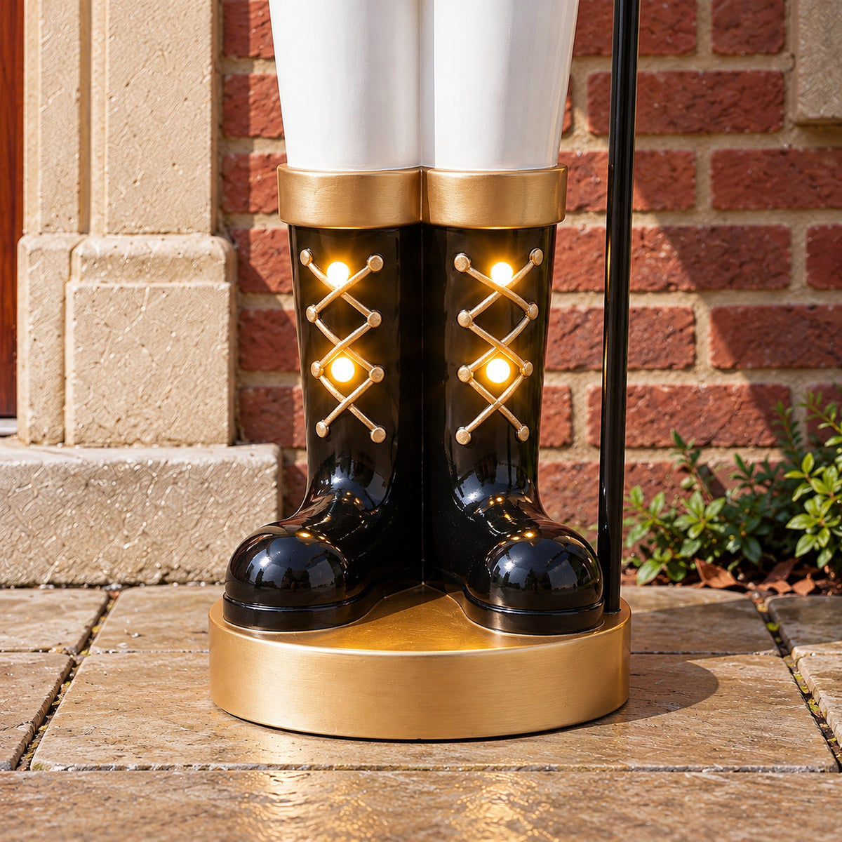 5ft Large Traditional Christmas Nutcracker Soldier Champagne Gold and White with LED Lights