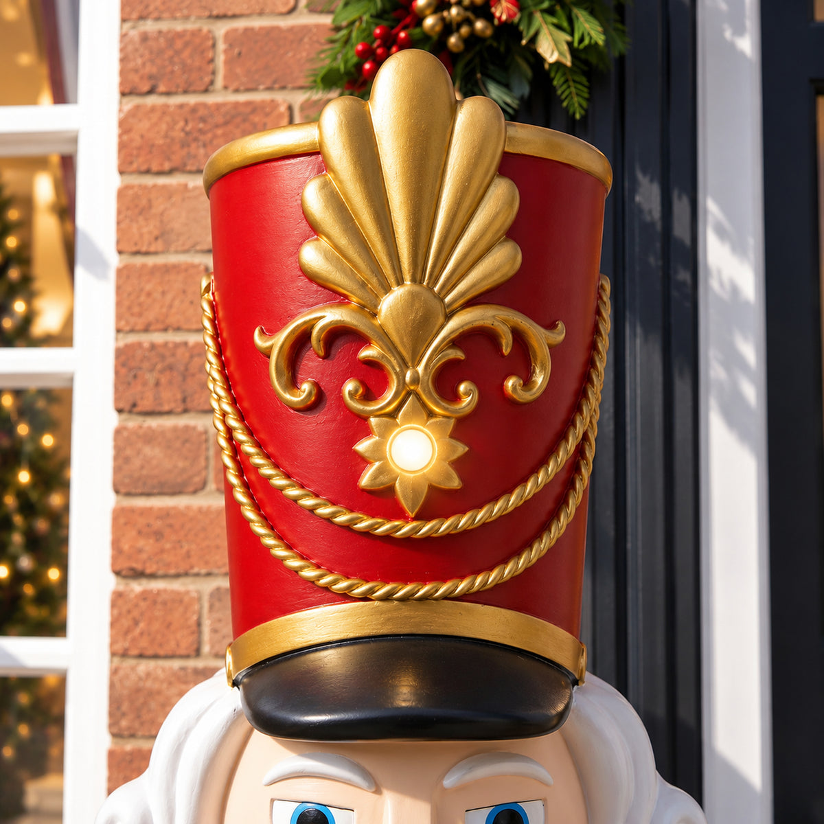 5.5ft Large Traditional Christmas Nutcracker Soldier Matt Red and Blue with LED Lights
