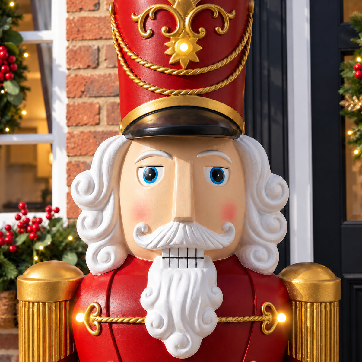 5.5ft Large Traditional Christmas Nutcracker Soldier Matt Red and Blue with LED Lights