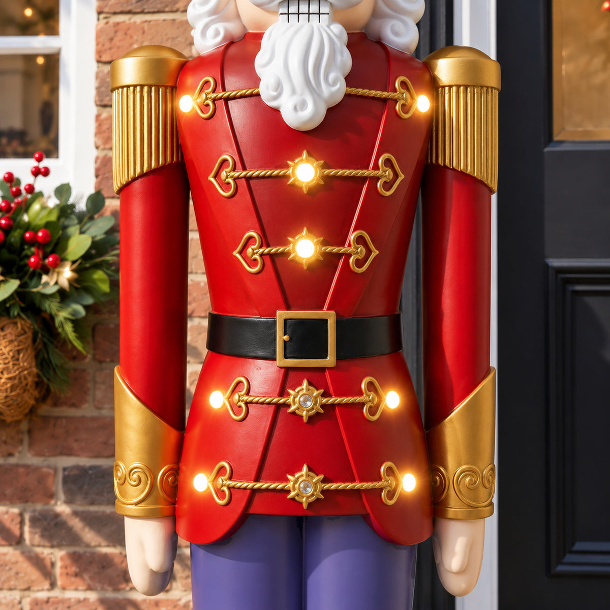 5.5ft Large Traditional Christmas Nutcracker Soldier Matt Red and Blue with LED Lights