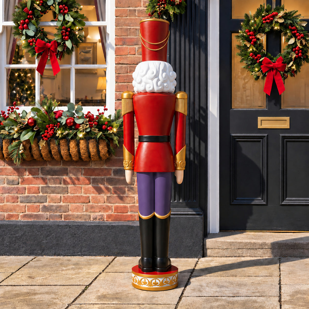 5.5ft Large Traditional Christmas Nutcracker Soldier Matt Red and Blue with LED Lights