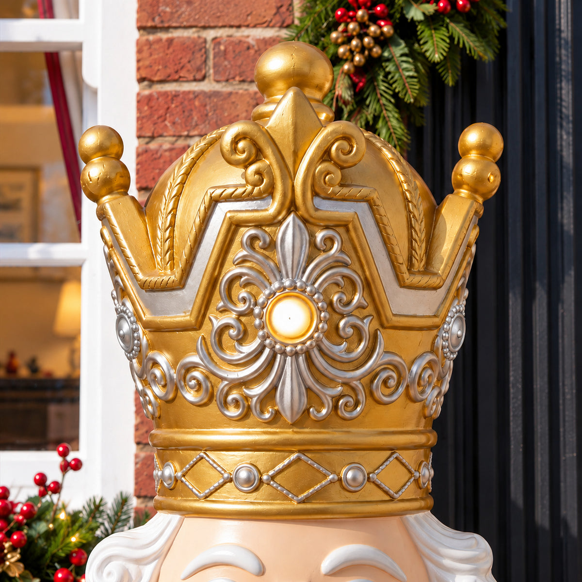 5.5ft Large Traditional Christmas Nutcracker Soldier Matt Gold and Silver with LED Lights