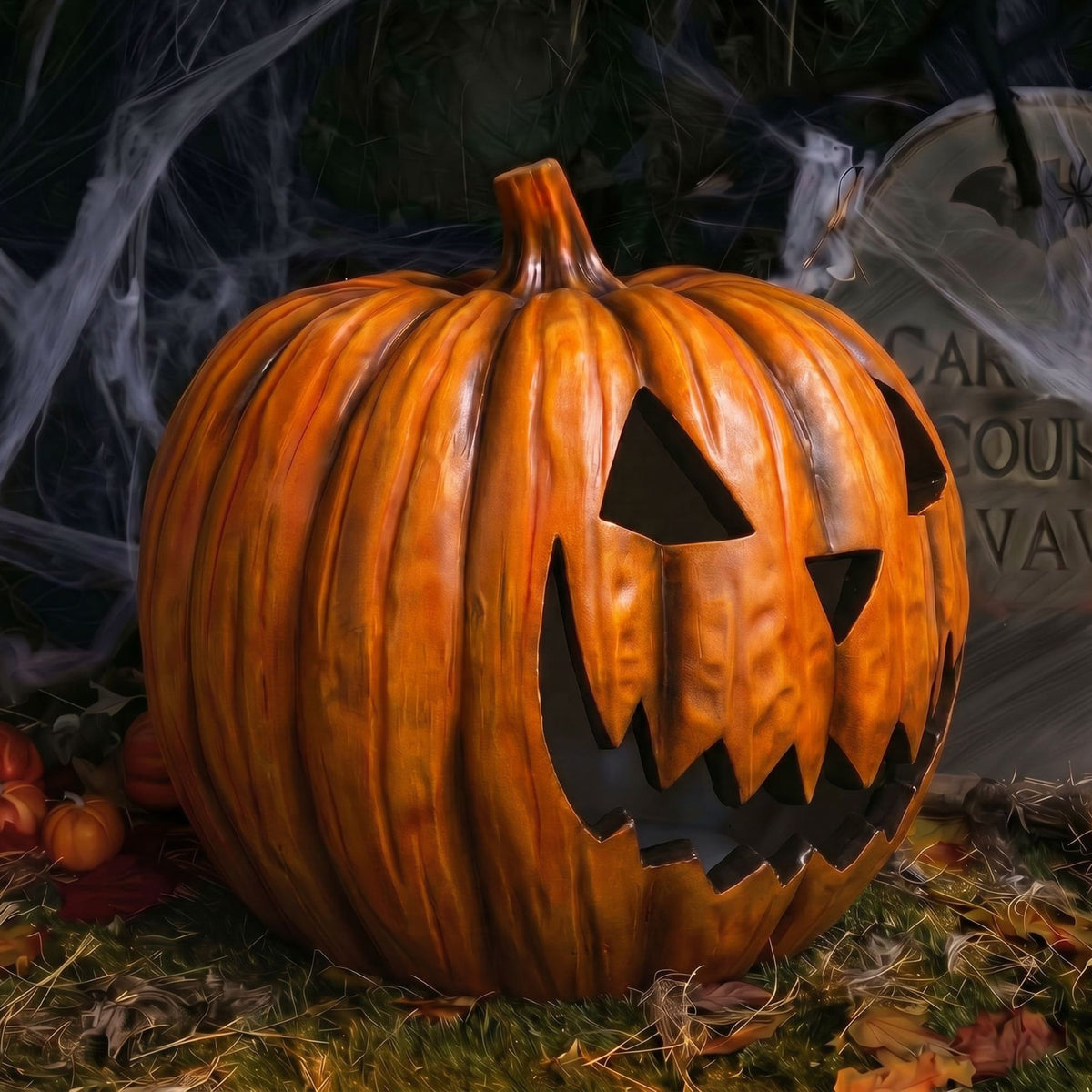 44cm Halloween Pumpkin Ornament with Warm White LED Lights
