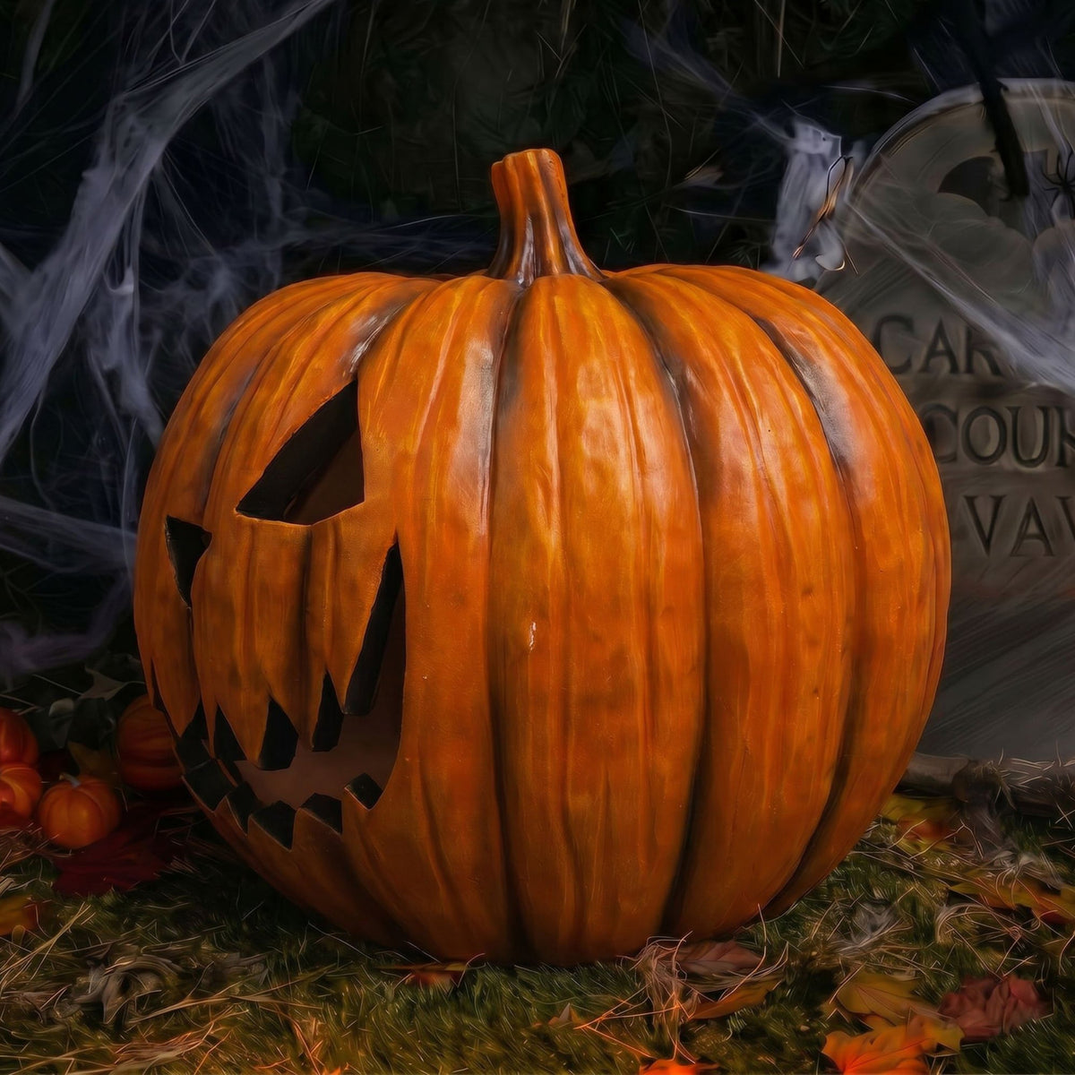 44cm Halloween Pumpkin Ornament with Warm White LED Lights