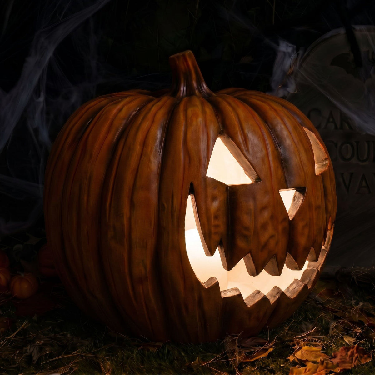 44cm Halloween Pumpkin Ornament with Warm White LED Lights