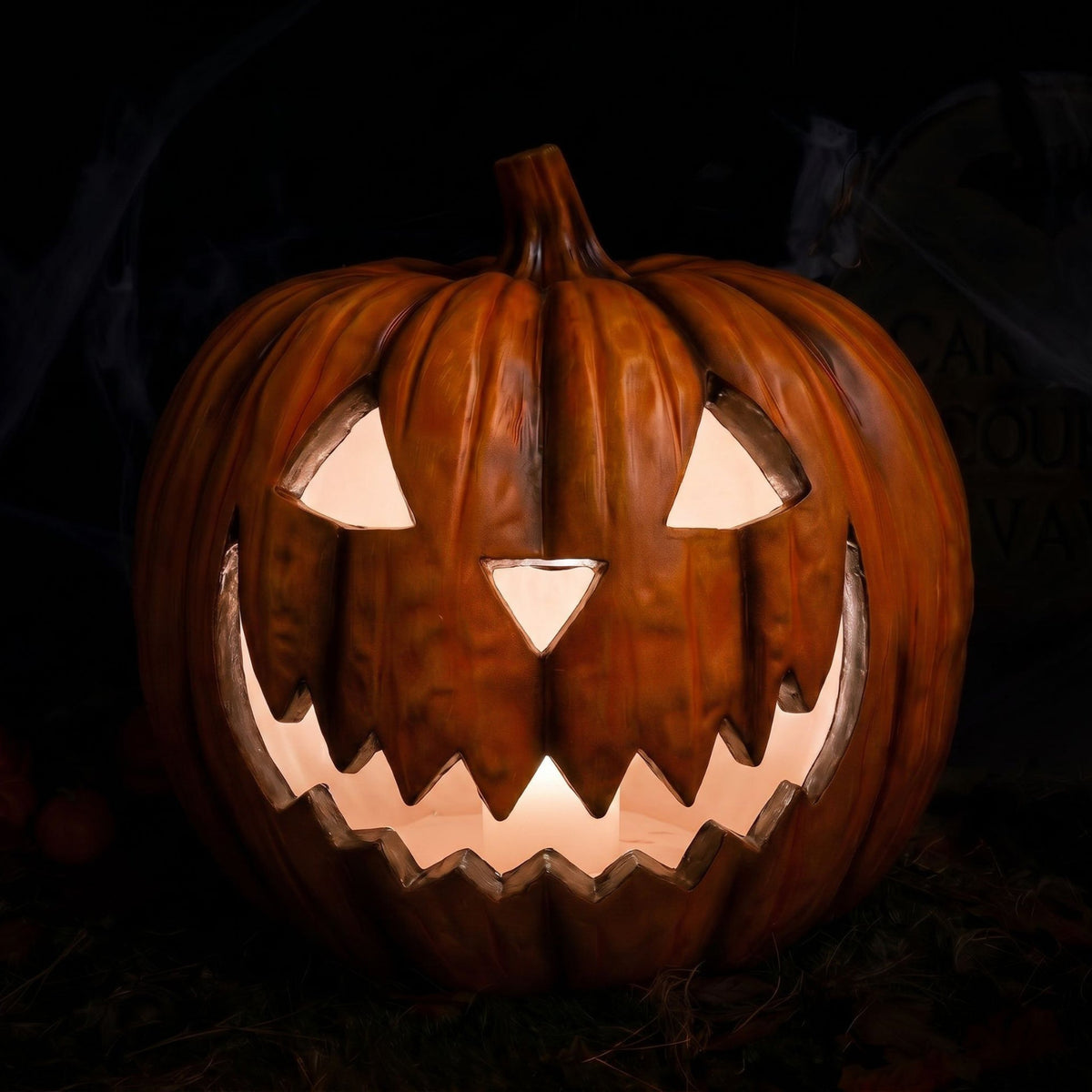 44cm Halloween Pumpkin Ornament with Warm White LED Lights
