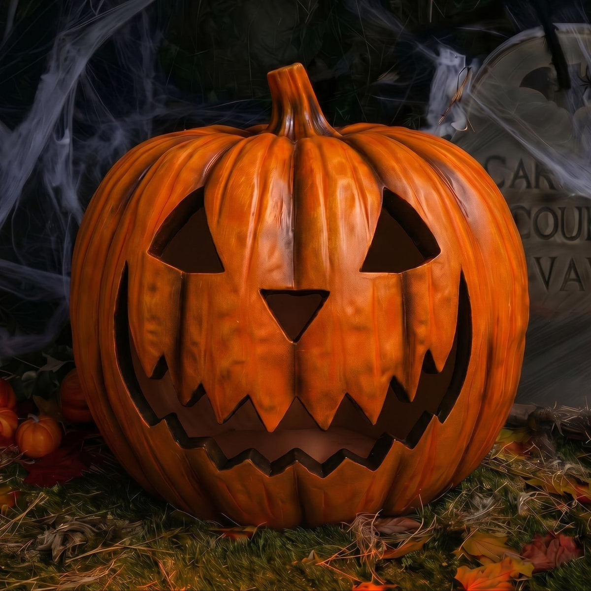 44cm Halloween Pumpkin Ornament with Warm White LED Lights