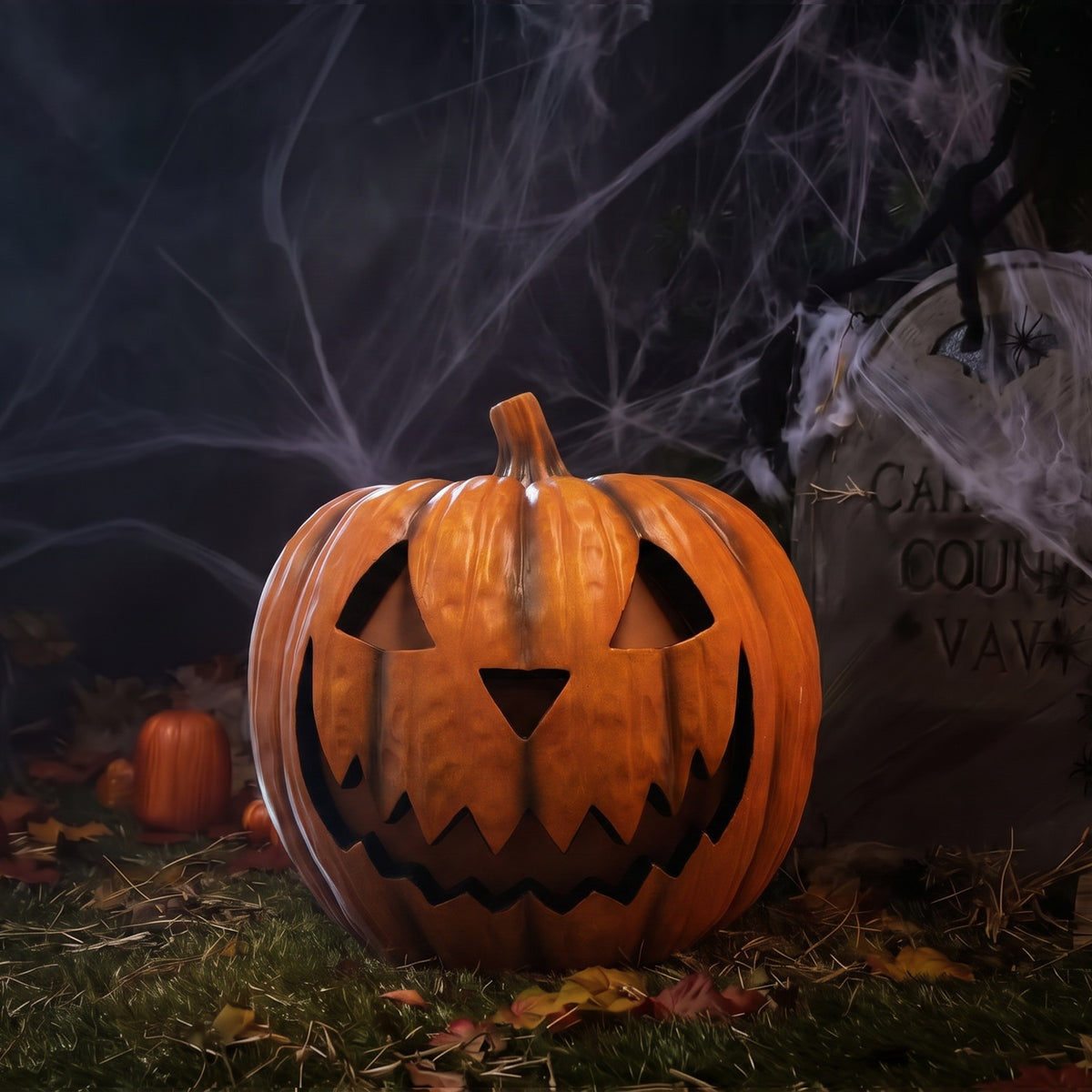 Halloween 44cm Pumpkin Ornament with Warm White LED Lights