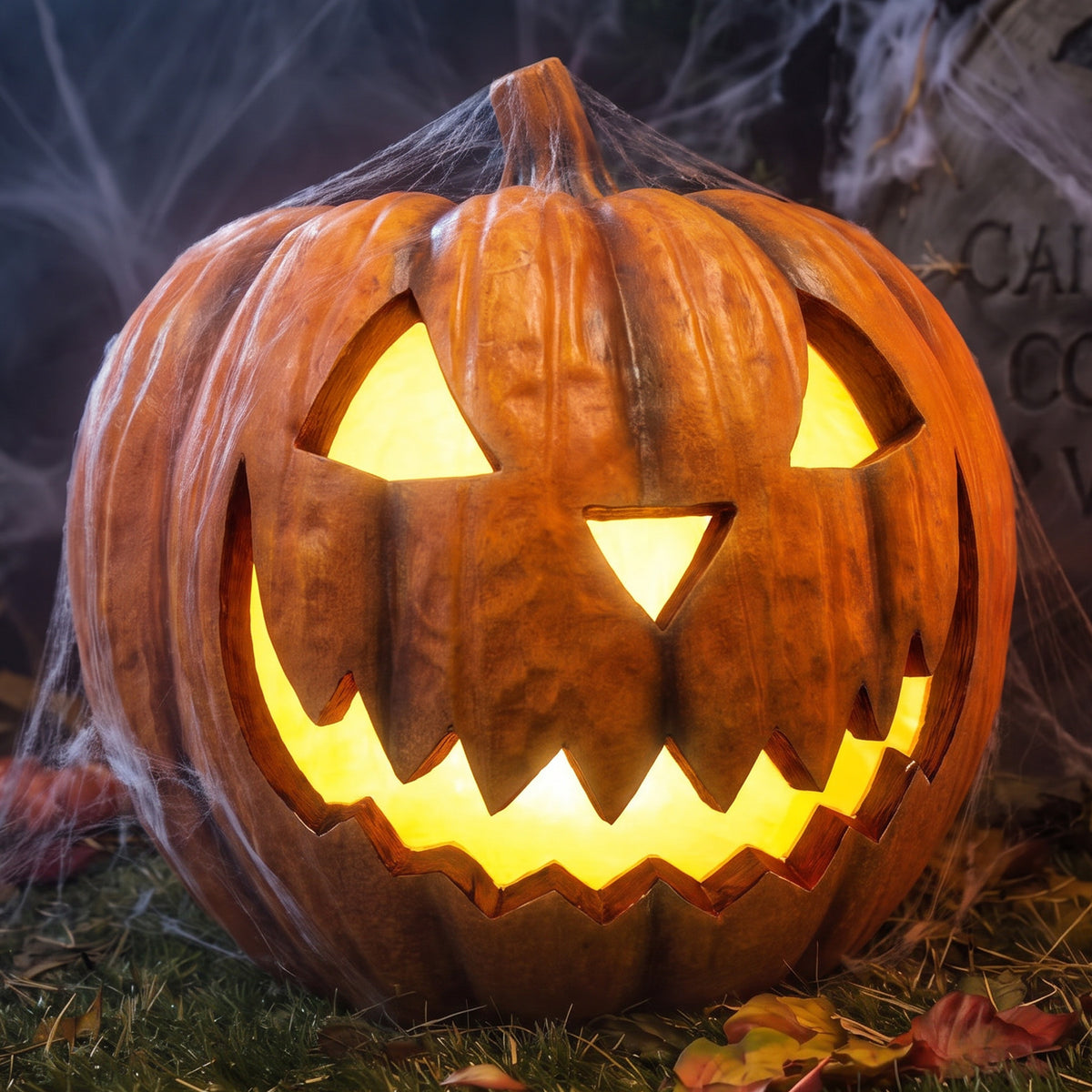 Halloween 44cm Pumpkin Ornament with Warm White LED Lights