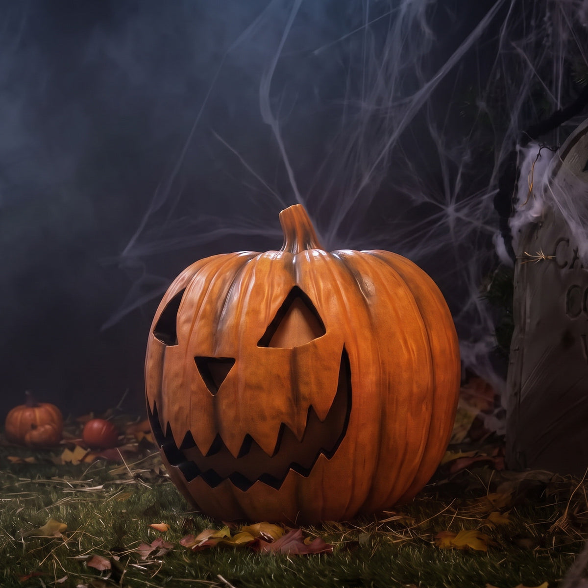 Halloween 44cm Pumpkin Ornament with Warm White LED Lights