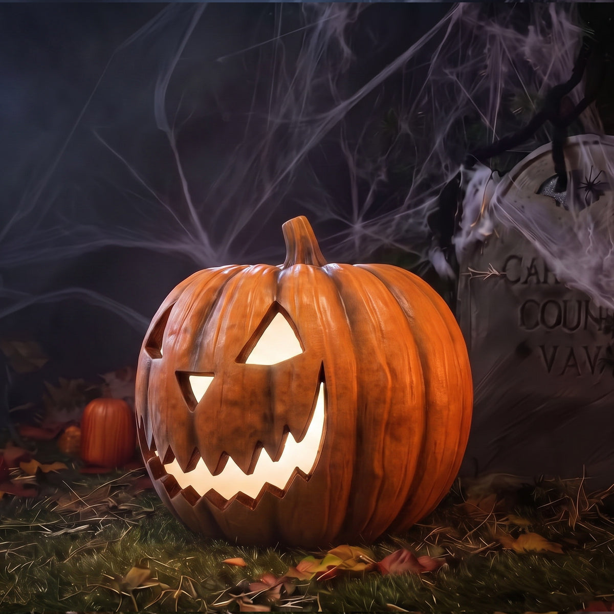 Halloween 44cm Pumpkin Ornament with Warm White LED Lights