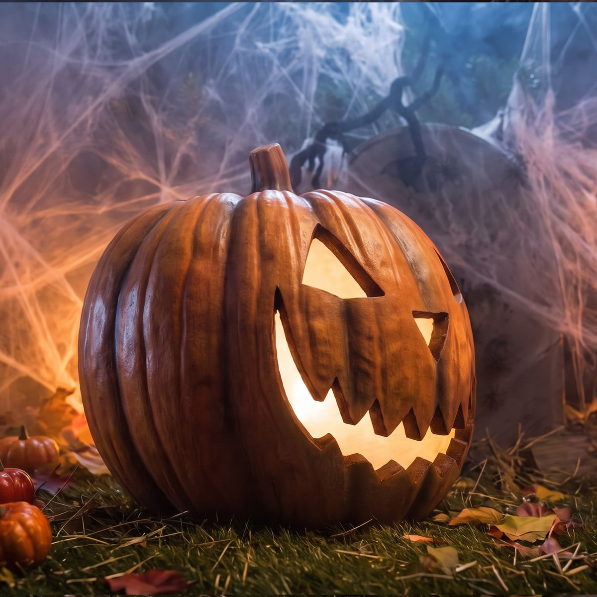 Halloween 44cm Pumpkin Ornament with Warm White LED Lights