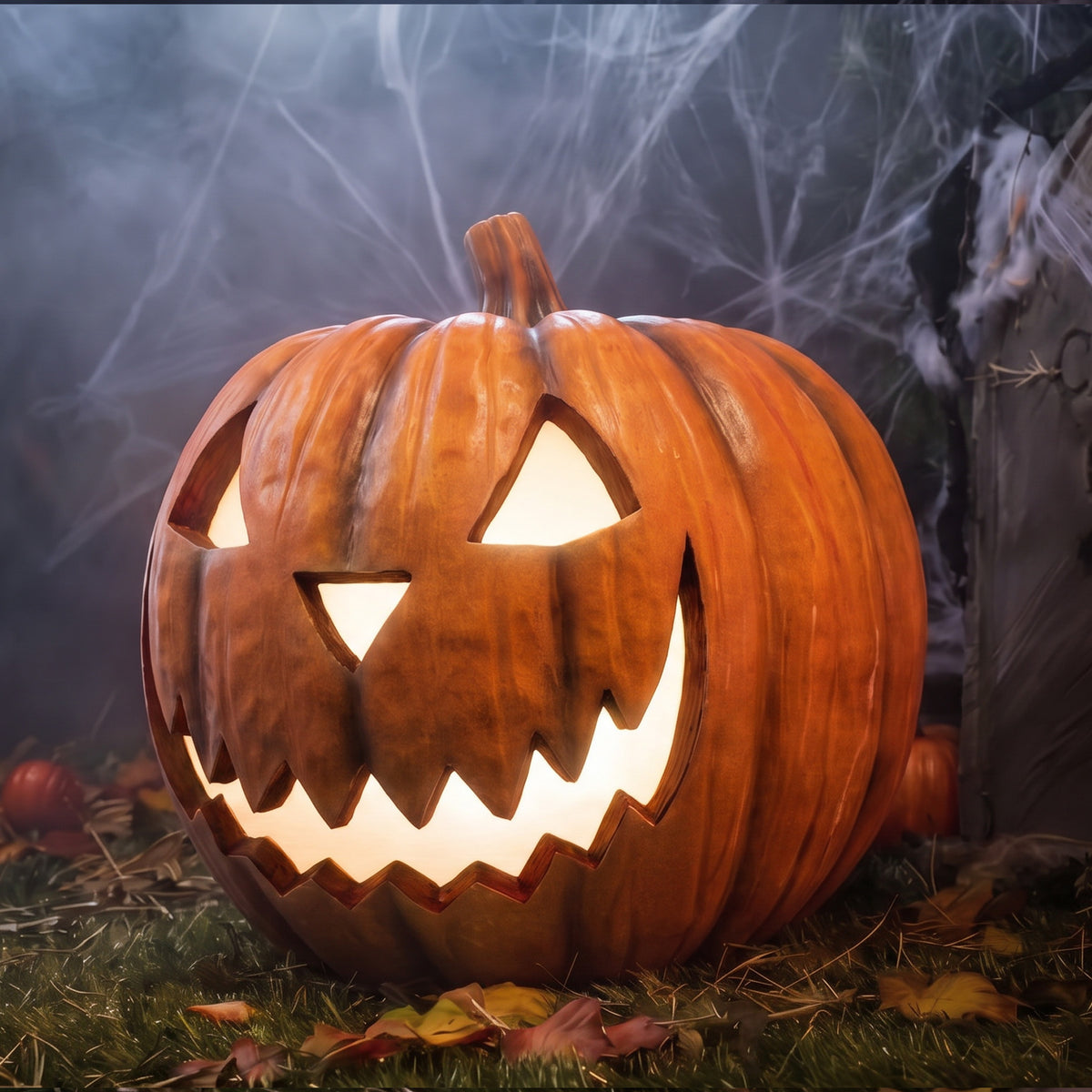 Halloween 44cm Pumpkin Ornament with Warm White LED Lights