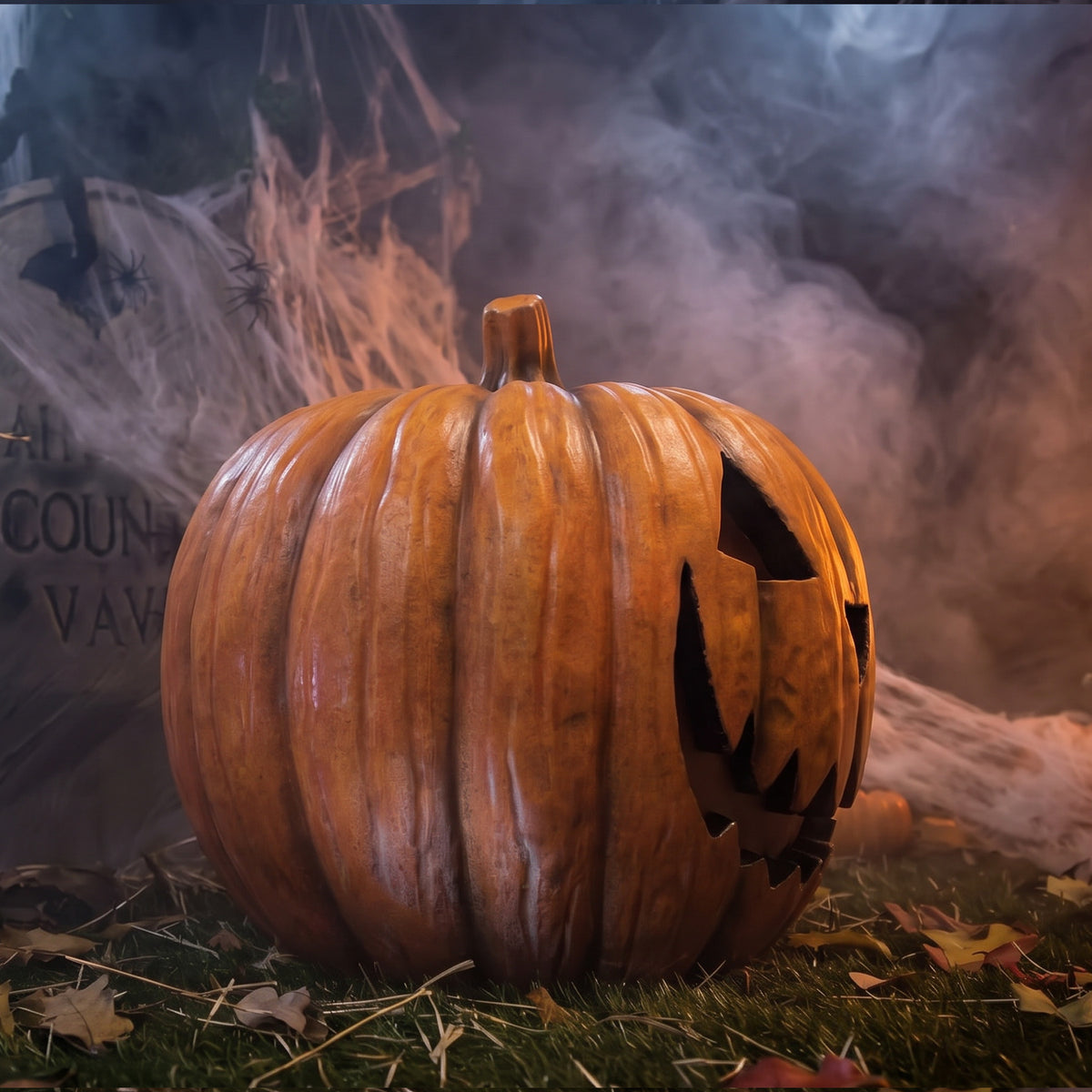 Halloween 44cm Pumpkin Ornament with Warm White LED Lights
