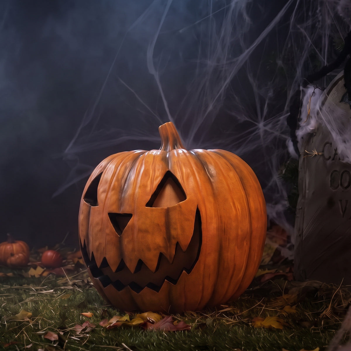 Halloween 44cm Pumpkin Ornament with Warm White LED Lights