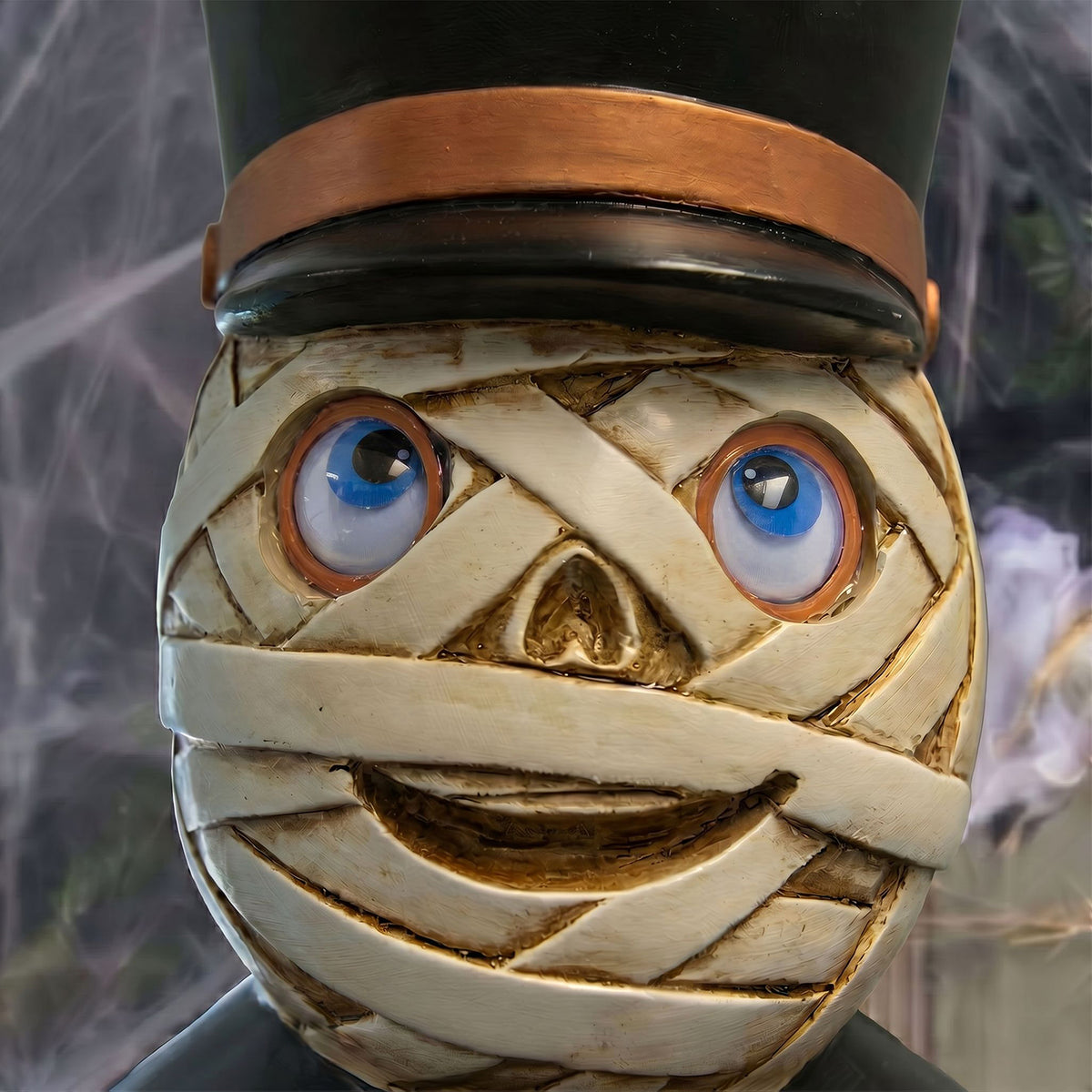 4ft Halloween Mummy Nutcracker with Skull Staff and Multicoloured LED Lights
