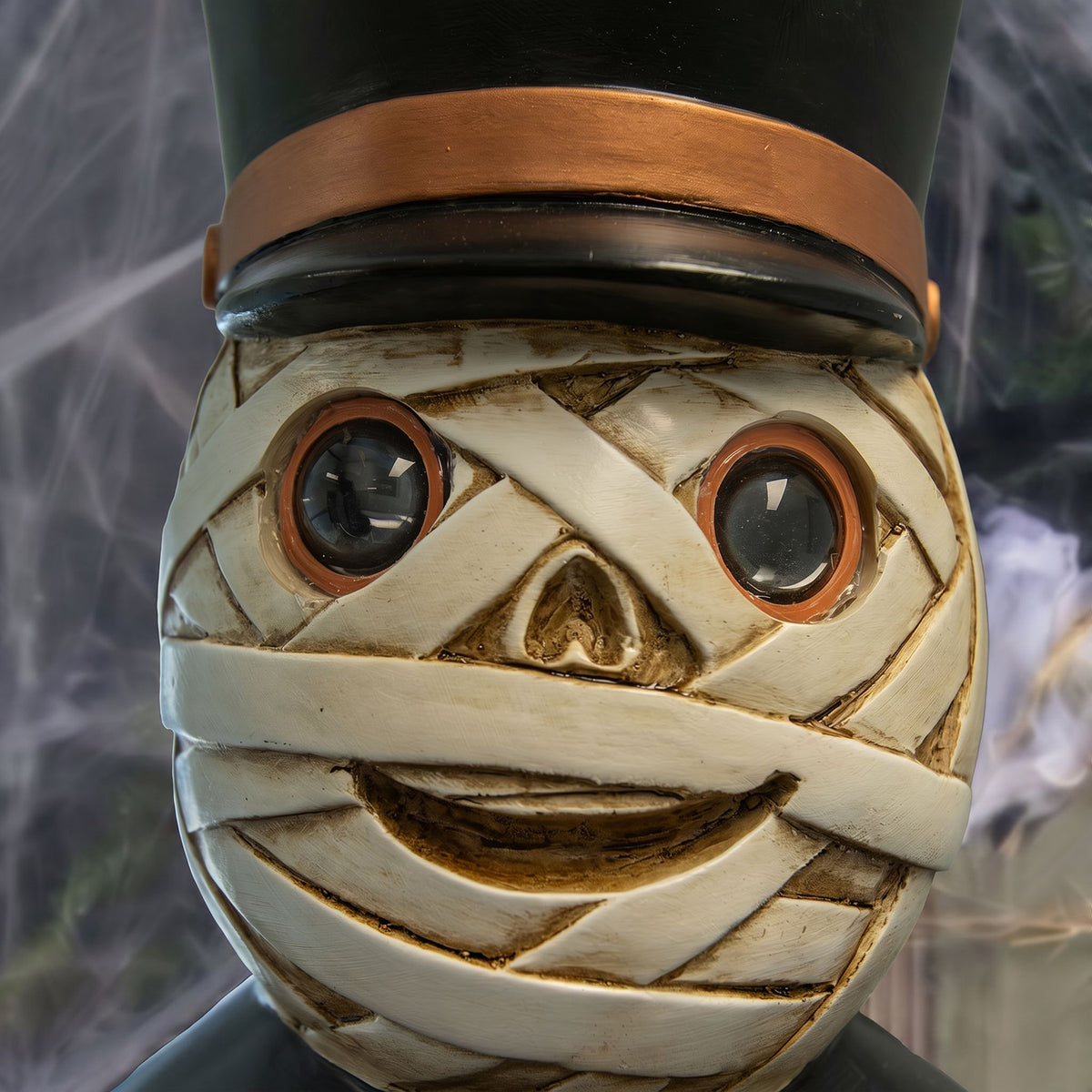 4ft Halloween Mummy Nutcracker with Skull Staff and Multicoloured LED Lights