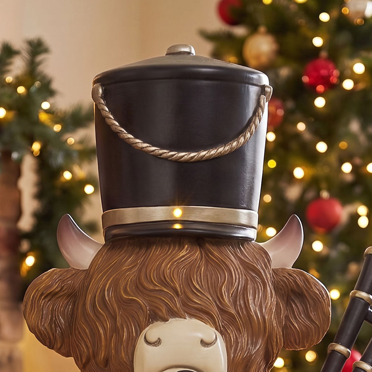 4ft Halloween Highland Cow Christmas Nutcracker with Bagpipes and LED Lights