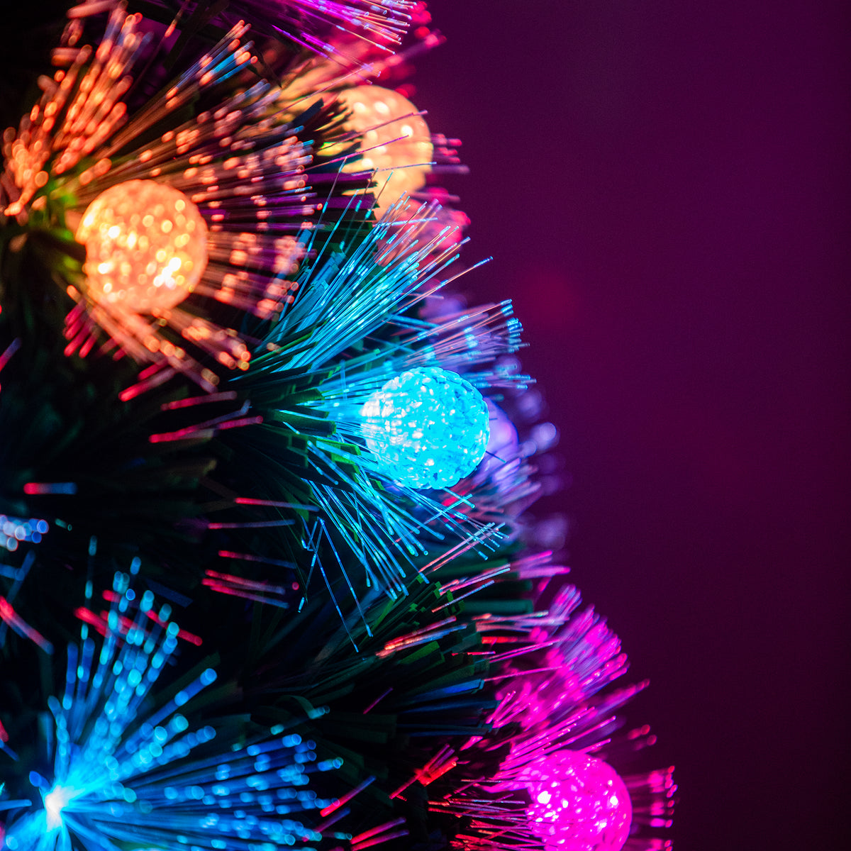Green Fibre Optic Christmas Tree 2ft - 7ft Sparkle Bauble with Multi Coloured LED Lights