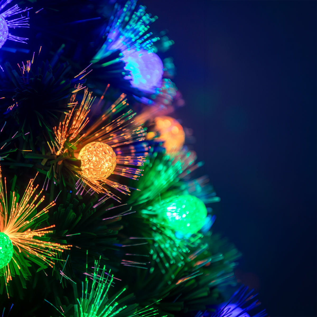 Green Fibre Optic Christmas Tree 2ft - 7ft Sparkle Bauble with Multi Coloured LED Lights