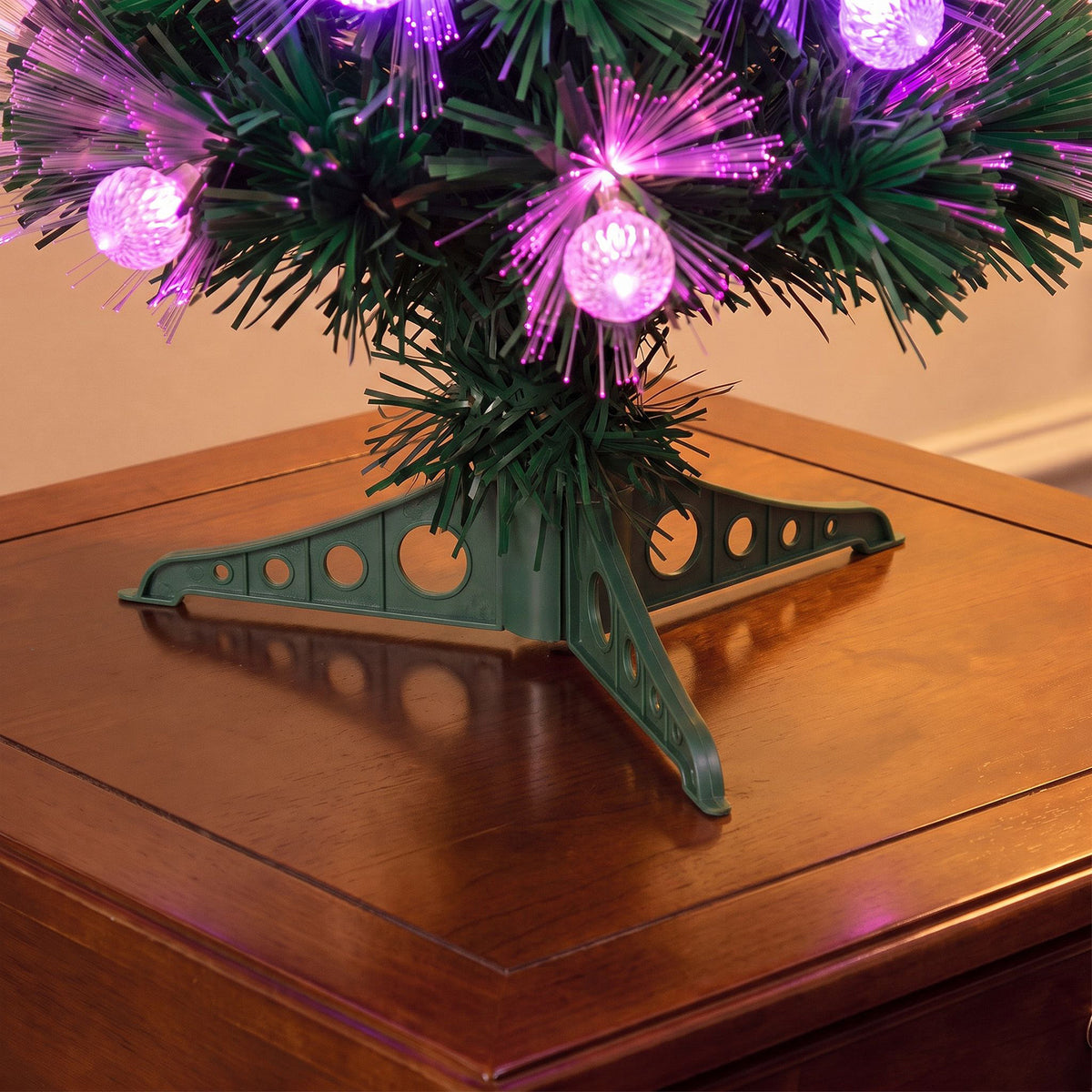 Green Fibre Optic Christmas Tree 2ft - 7ft Sparkle Bauble with Multi Coloured LED Lights