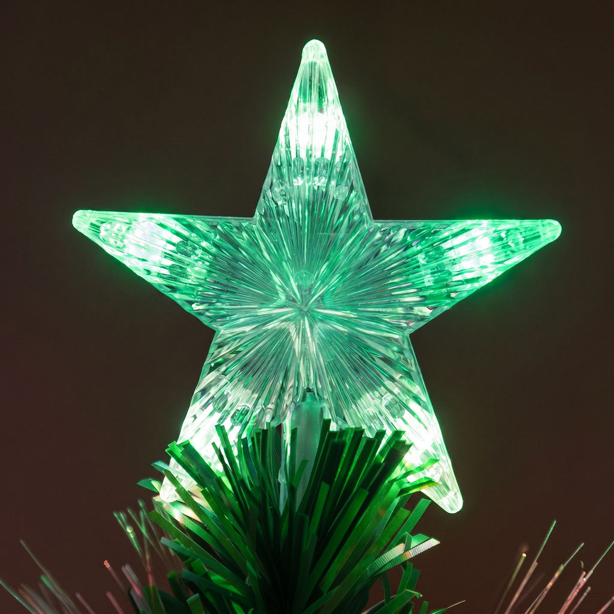 Green Fibre Optic Christmas Tree 2ft - 7ft Sparkle Bauble with Multi Coloured LED Lights