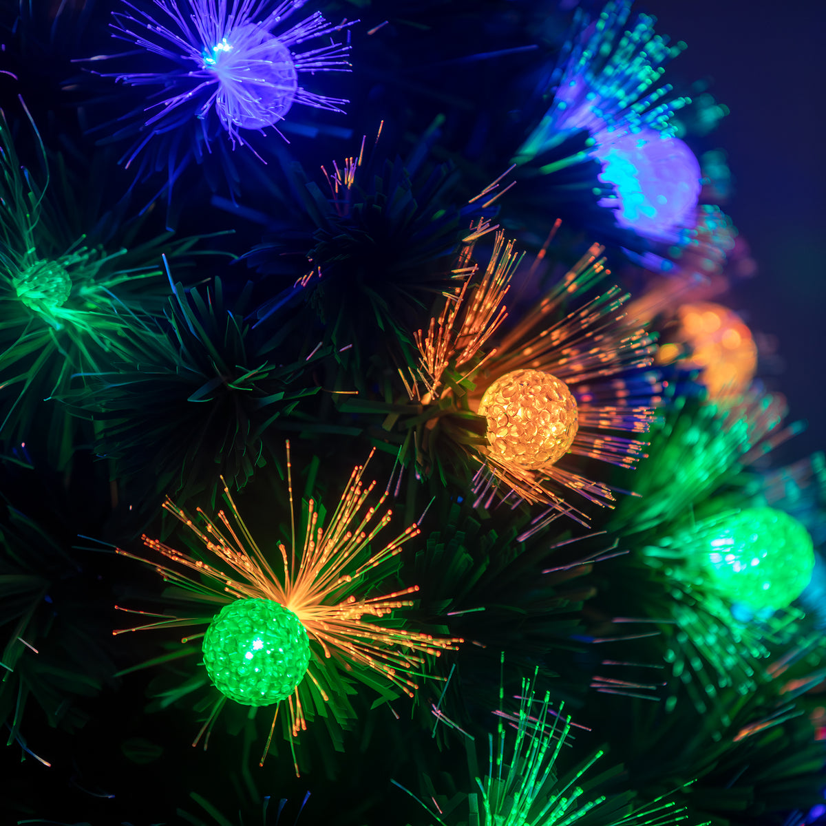 Green Fibre Optic Christmas Tree 2ft - 7ft Sparkle Bauble with Multi Coloured LED Lights