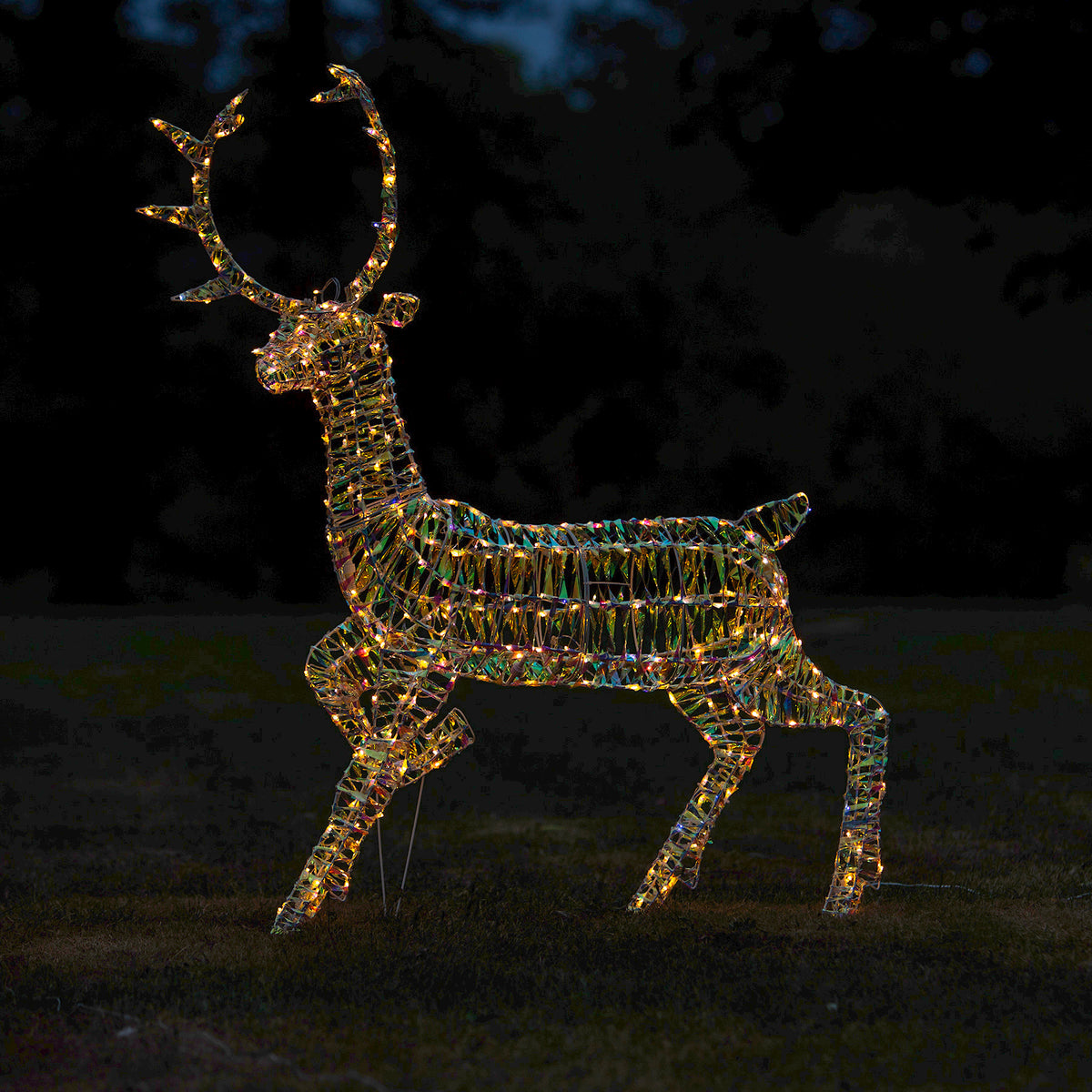 Outdoor Light Up Laser Ribbon Christmas LED Reindeer Large Family Set