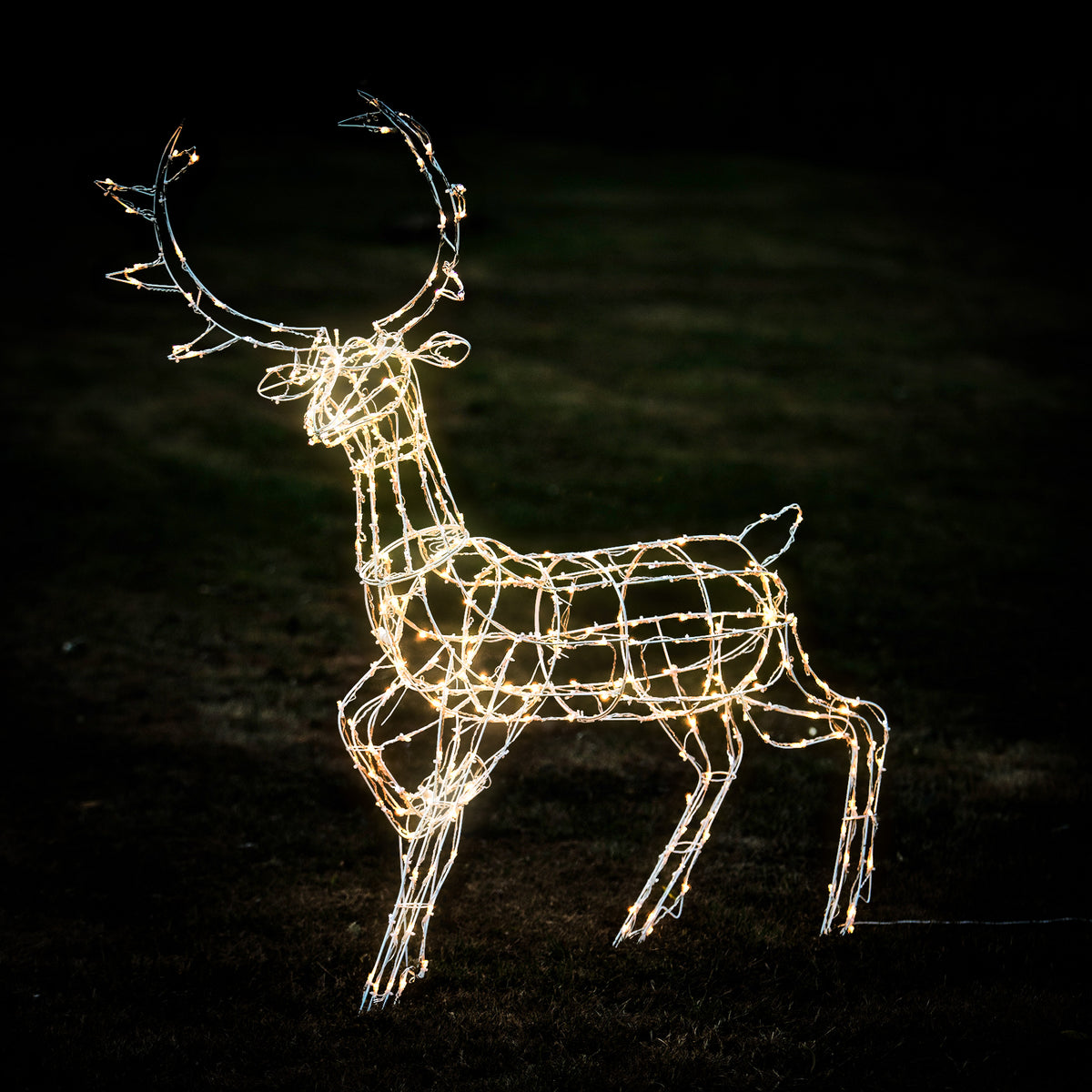 Outdoor Light Up White Wire Christmas LED Reindeer Large Family Set