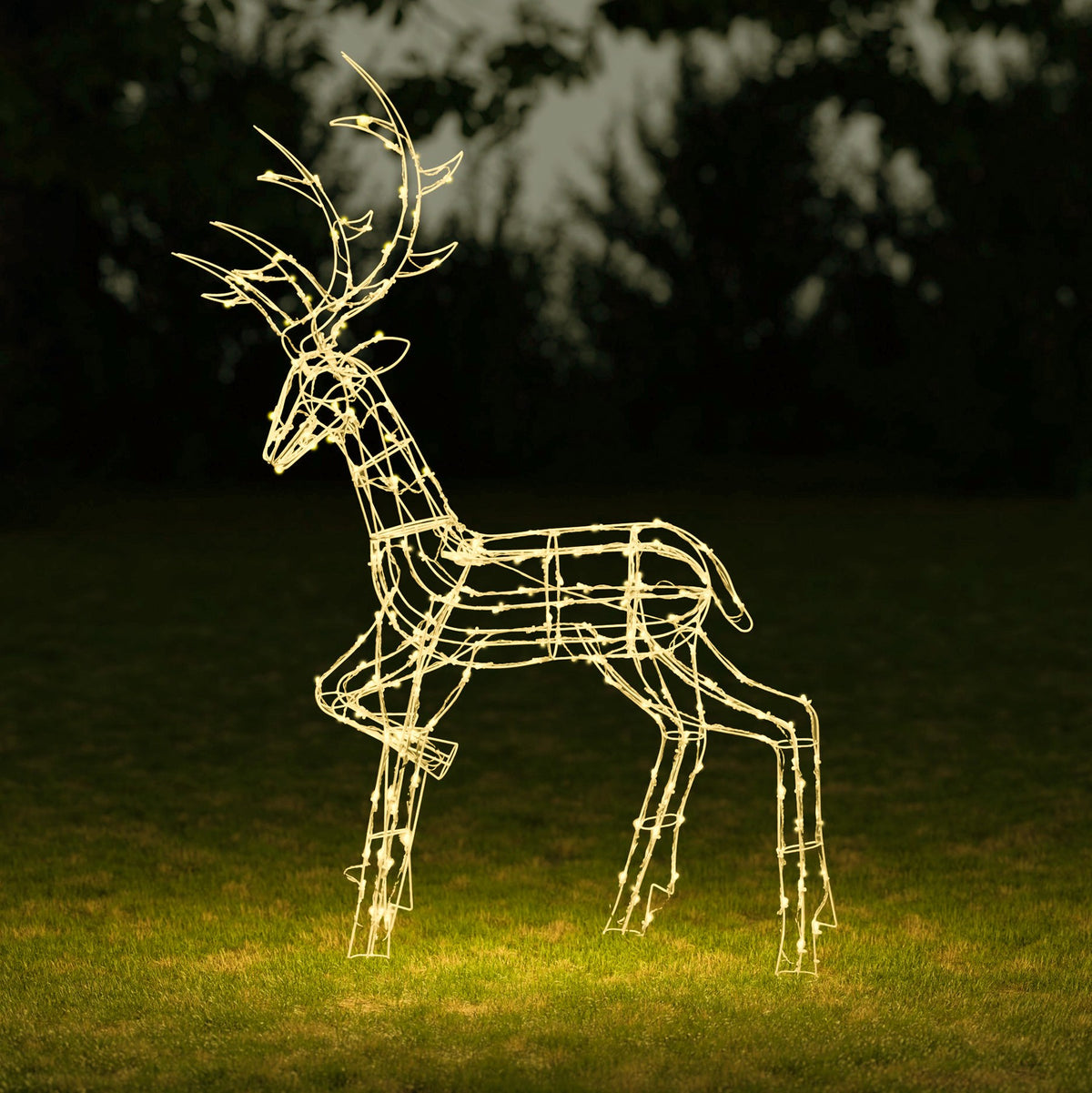 Outdoor Light Up White Wire Christmas LED Reindeer Large Family Set