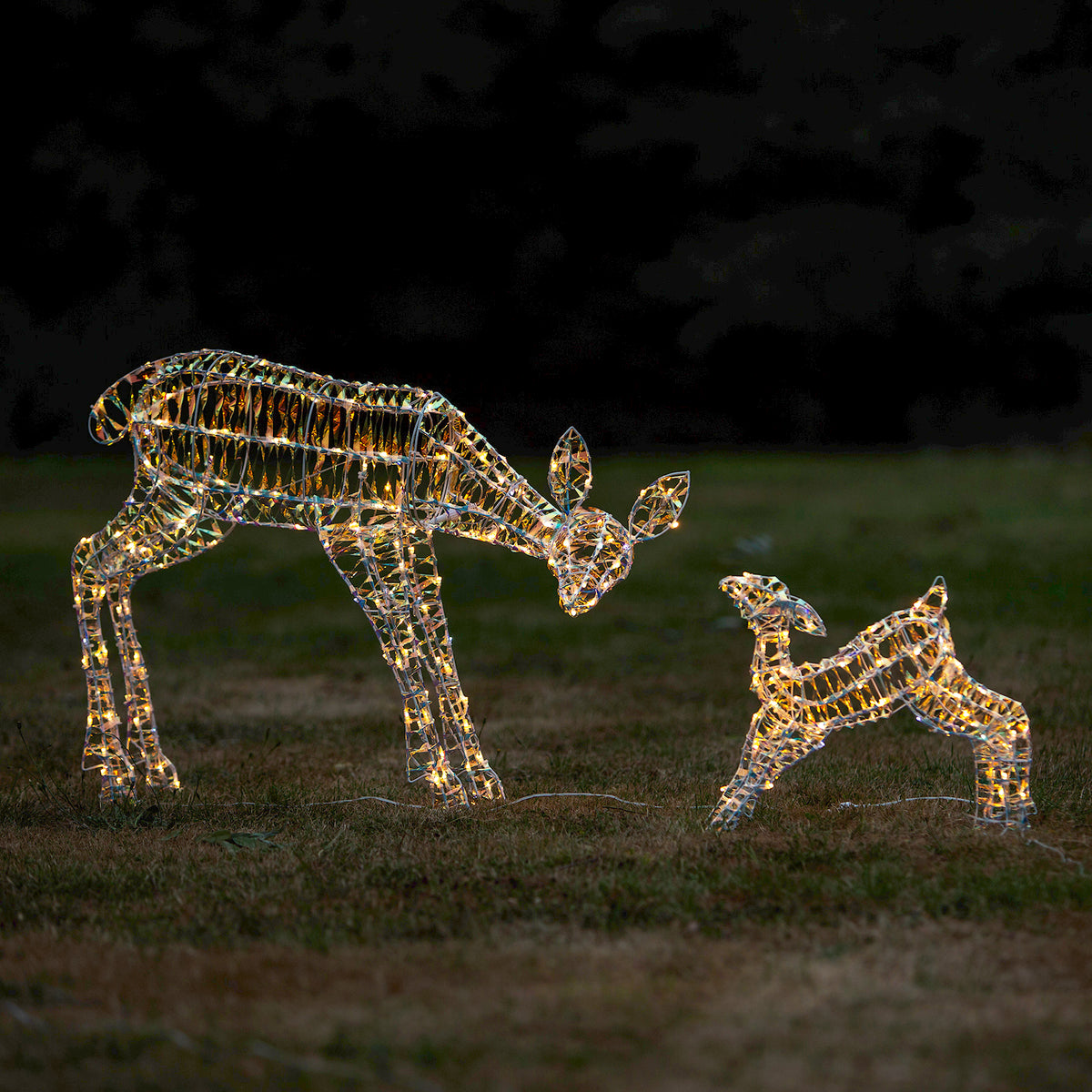 Outdoor Light Up Laser Ribbon Christmas LED Reindeer Large Family Set