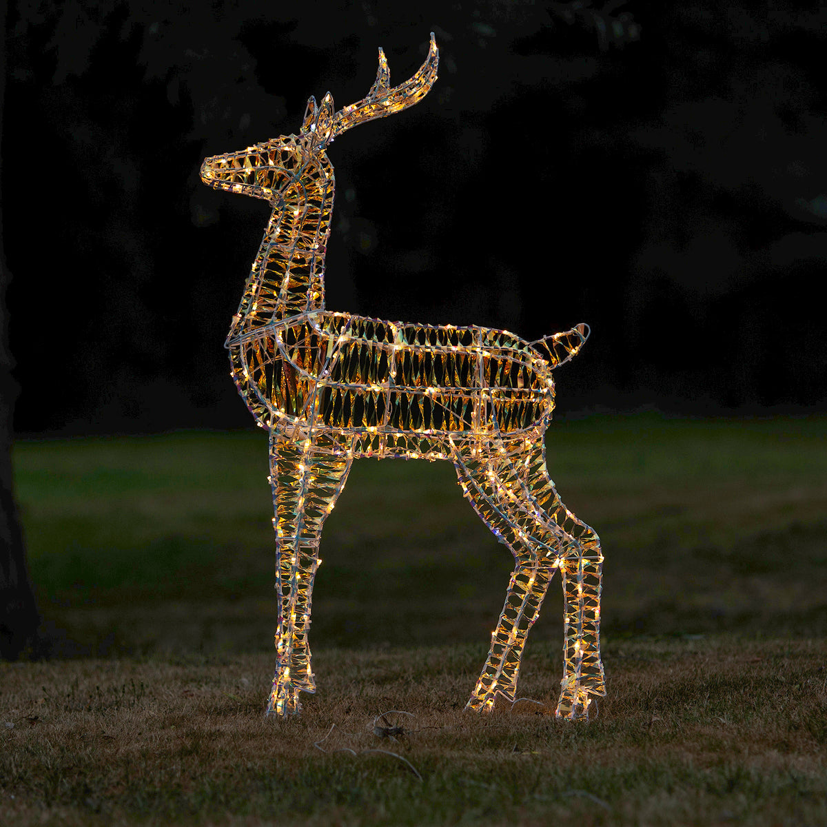 Outdoor Light Up Laser Ribbon Christmas LED Reindeer Large Family Set
